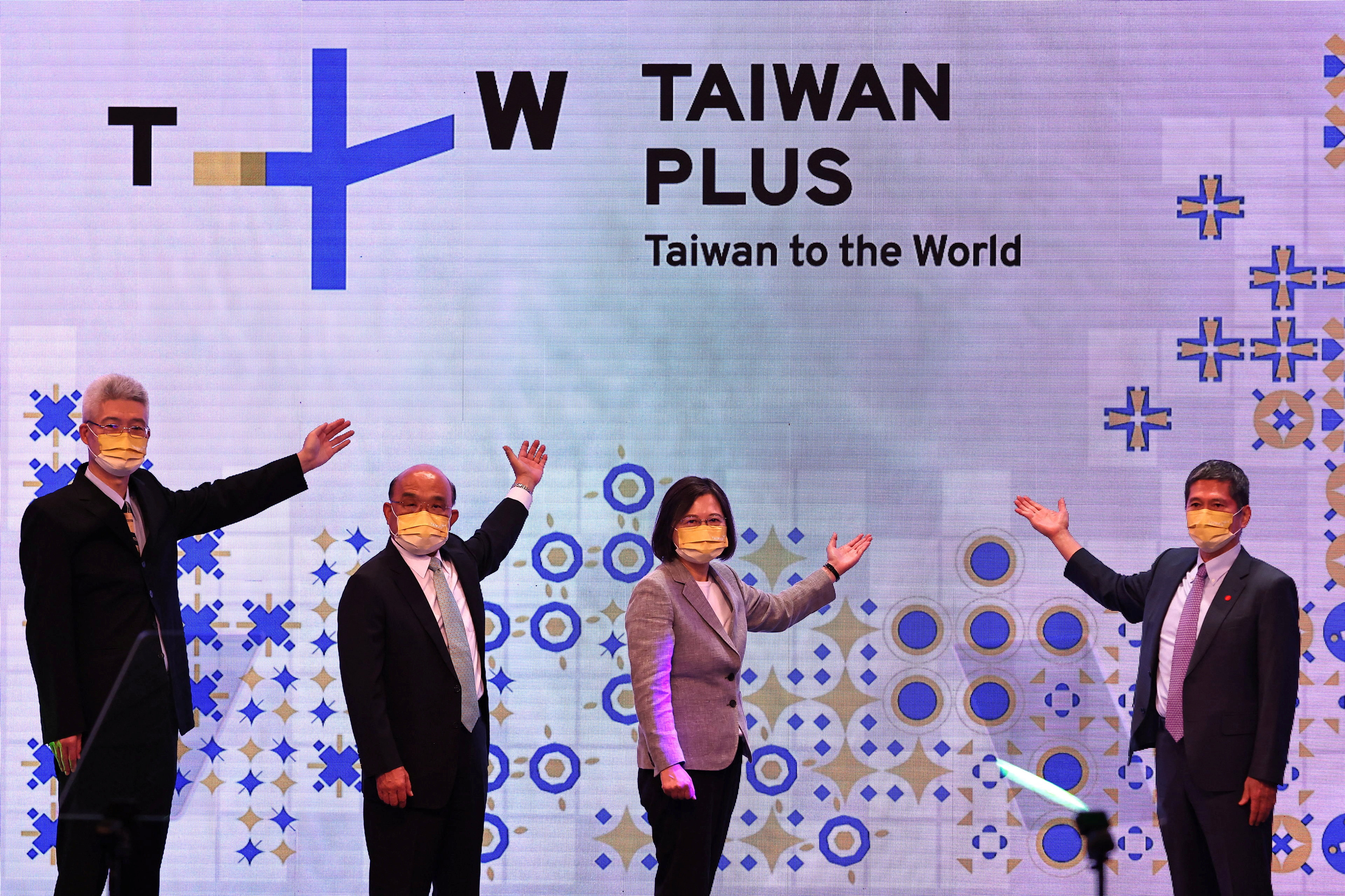 Taiwanese President Tsai Ing-wen attends the television operations launch event of TaiwanPlus, a government-backed English language news channel, in Taipei