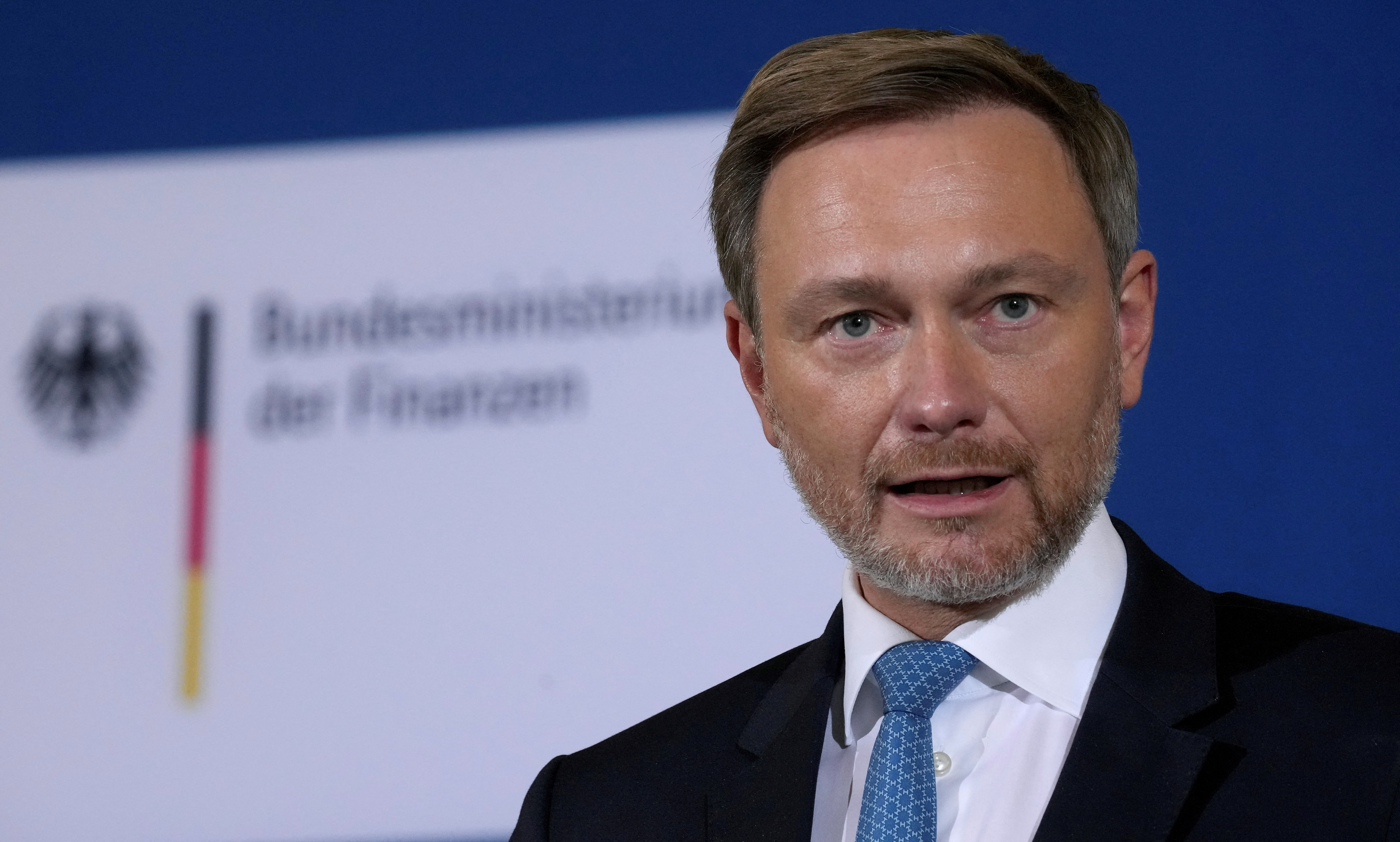 German Finance Minister Christian Lindner attends a news conference after a meeting of the stability council in Berlin