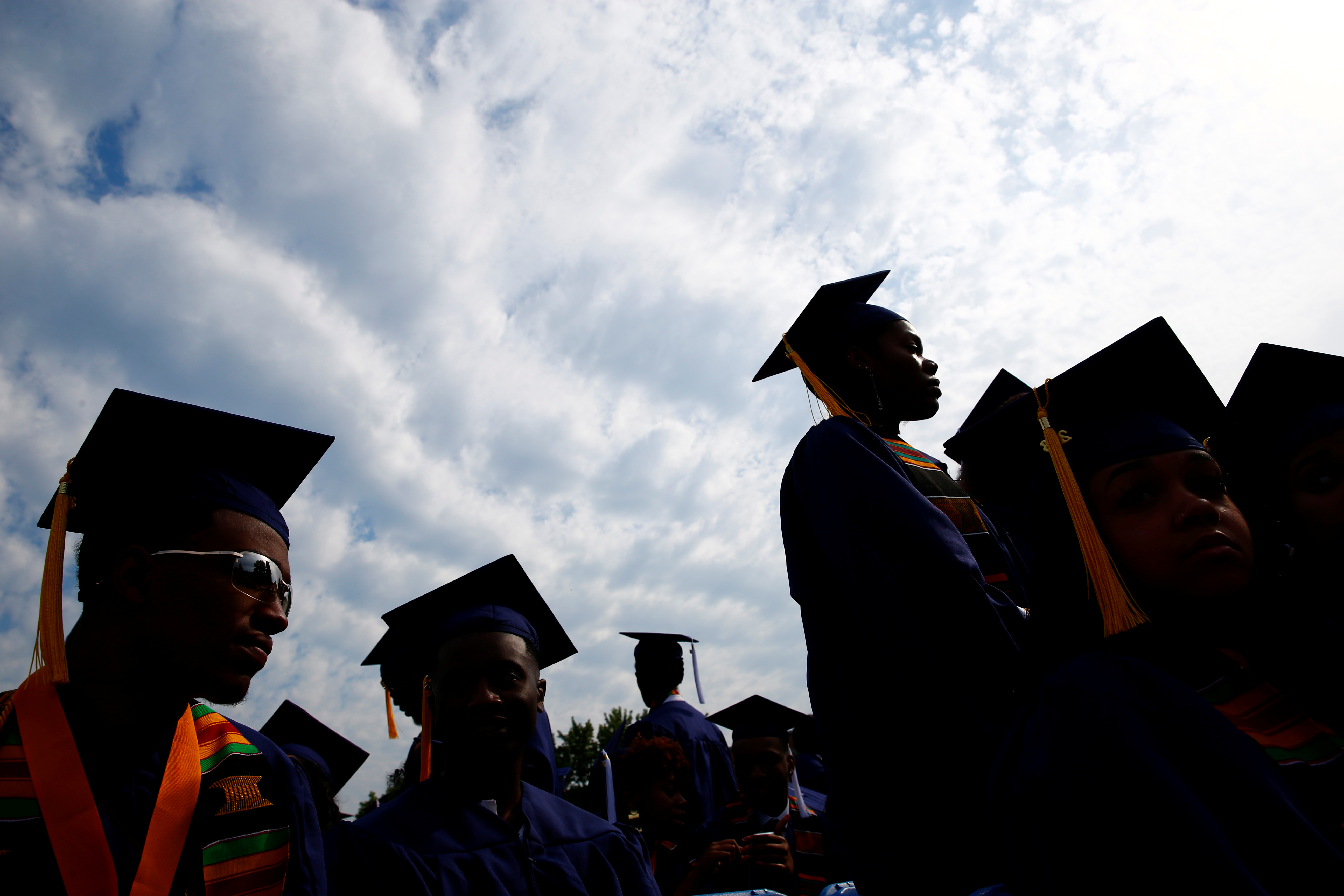 Graduates are seen before actor Chadwick Boseman addresses the 150th commencement ceremony at Howard University in Washington, U.S. May 12, 2018. REUTERS/Eric Thayer