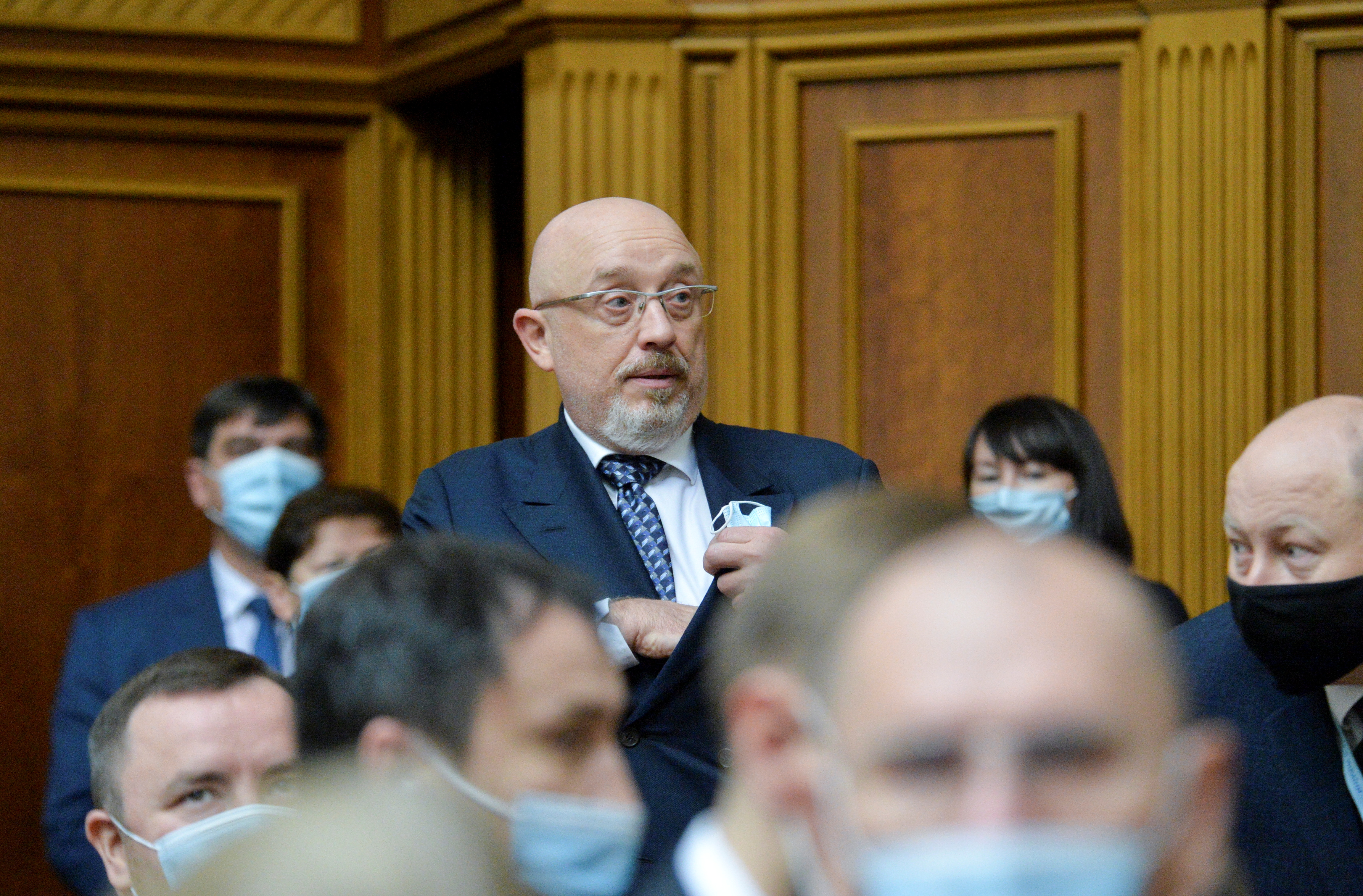 Newly appointed Defence Minister of Ukraine Oleksii Reznikov attends a session of parliament in Kyiv, Ukraine November 4, 2021. REUTERS/Oleksandr Klymenko