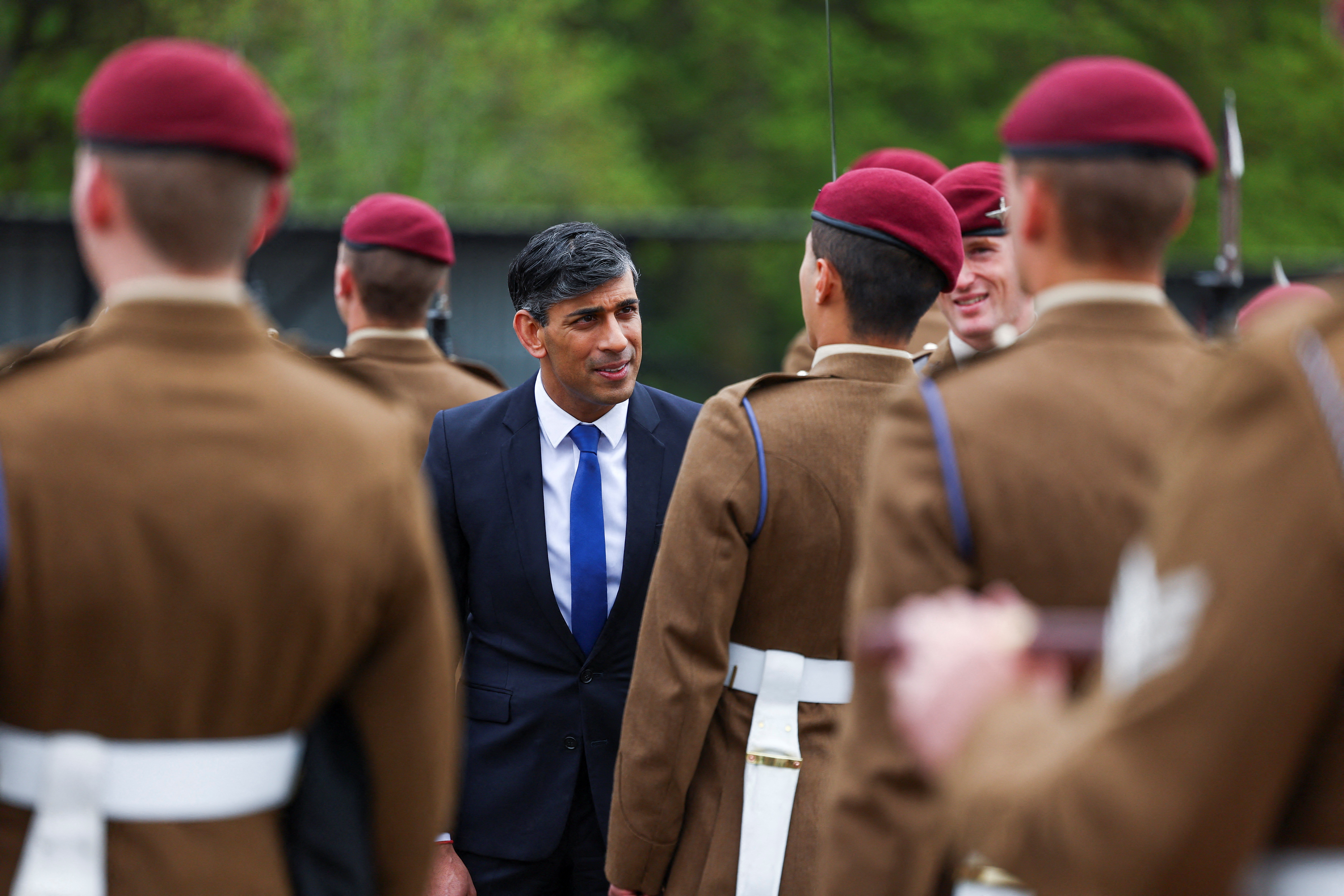 Britain's PM Rishi Sunak visits a military base in North Yorkshire