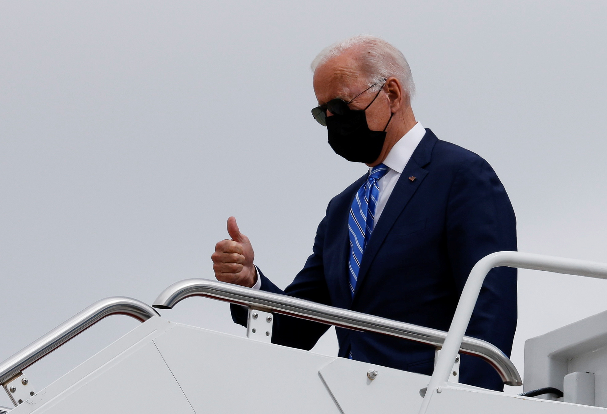 U.S. President Joe Biden boards Air Force One for travel to Michigan from Joint Base Andrews