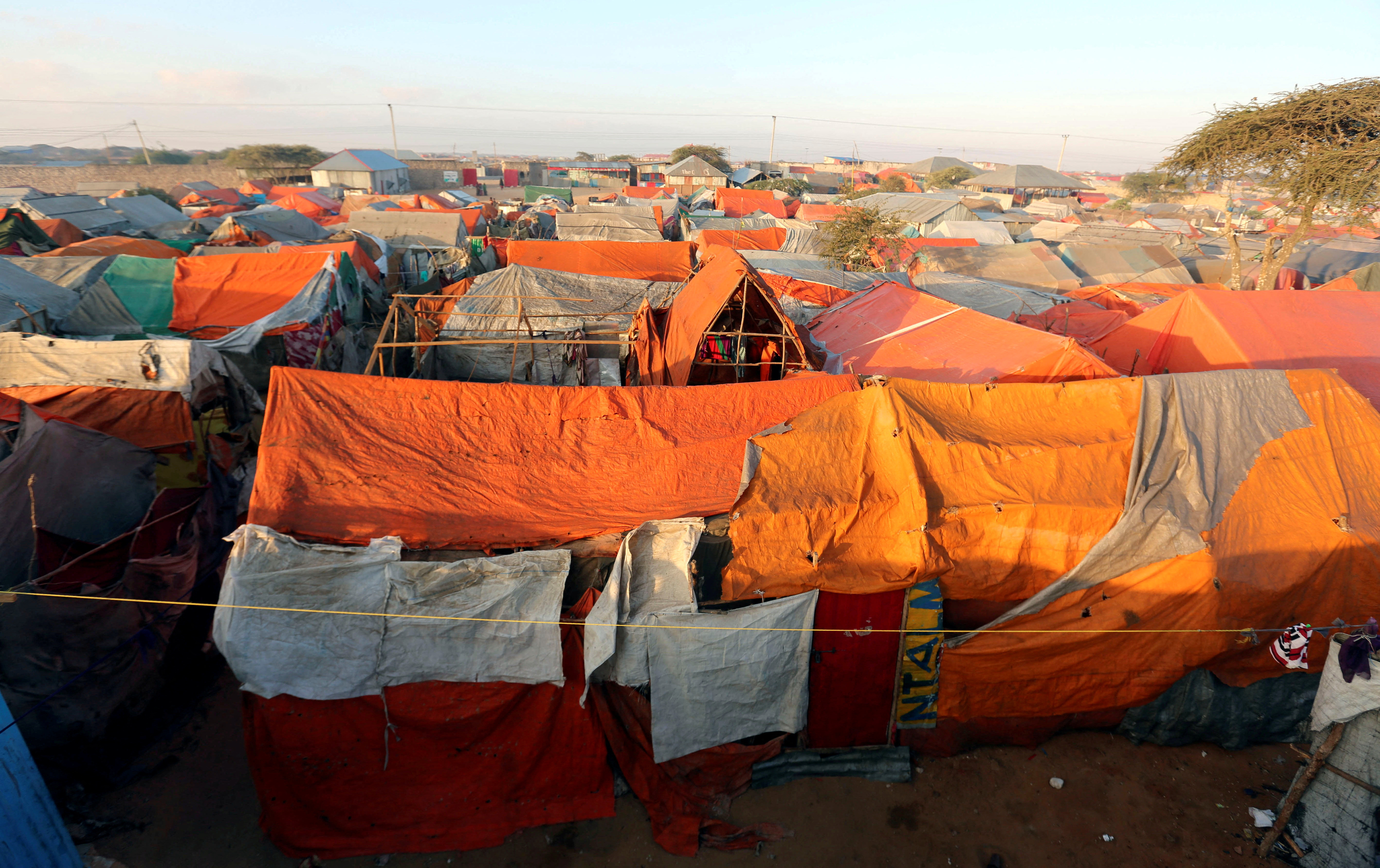 A general view shows a section of the Al-cadaala camp of the internally displaced people following the famine in Somalia's capital Mogadishu