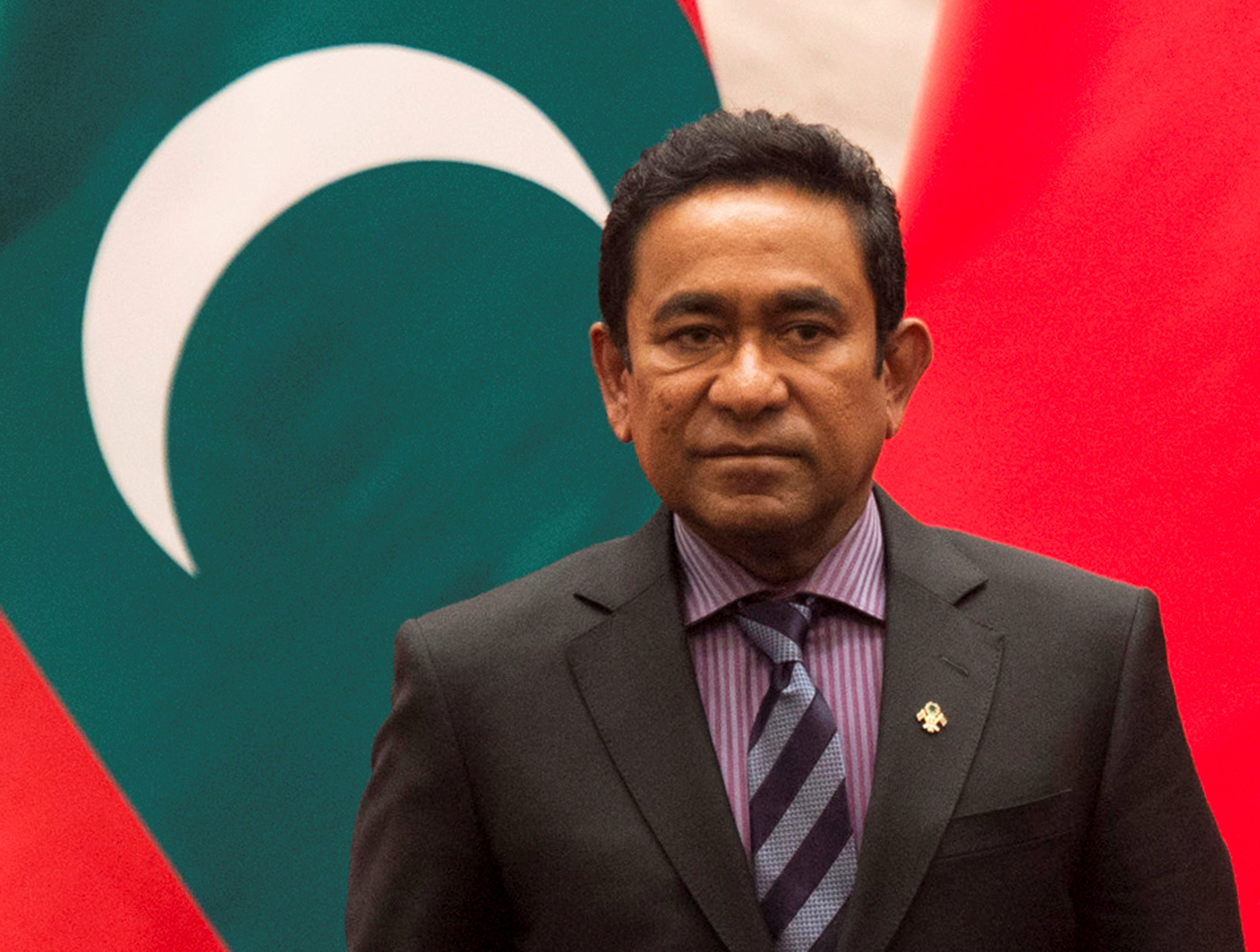 Maldives President Abdulla Yameen attends a meeting in Beijing