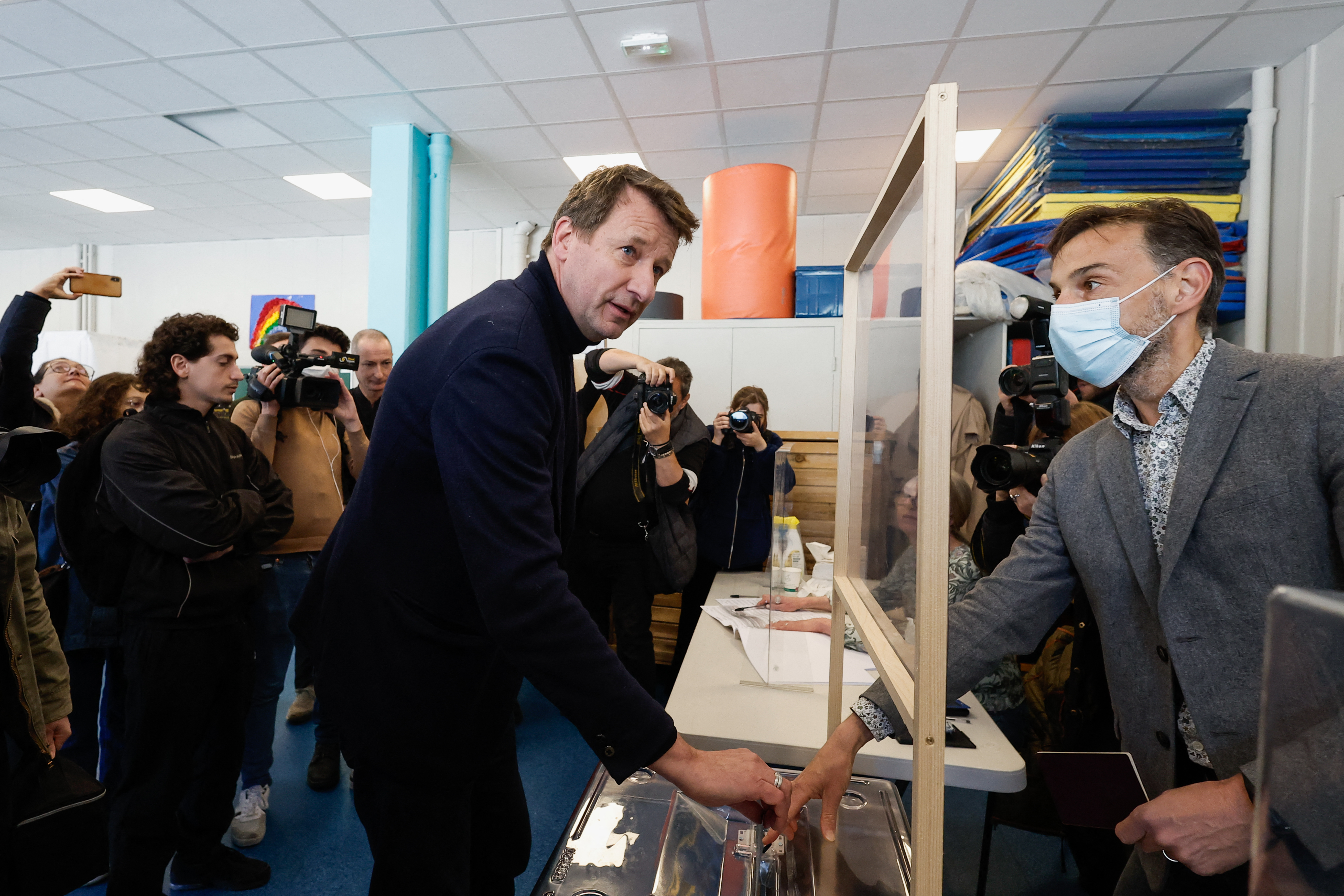 Green candidate Jadot votes in the first round of the 2022 French presidential election