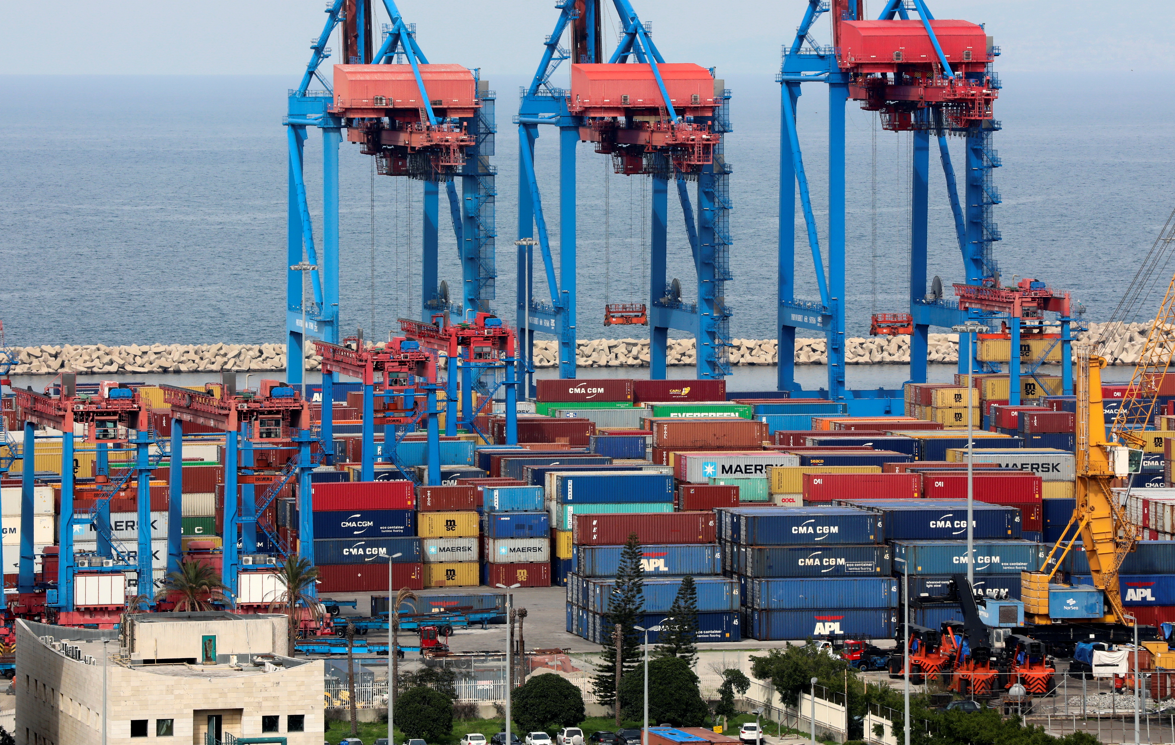 A view shows containers at the port of Beirut