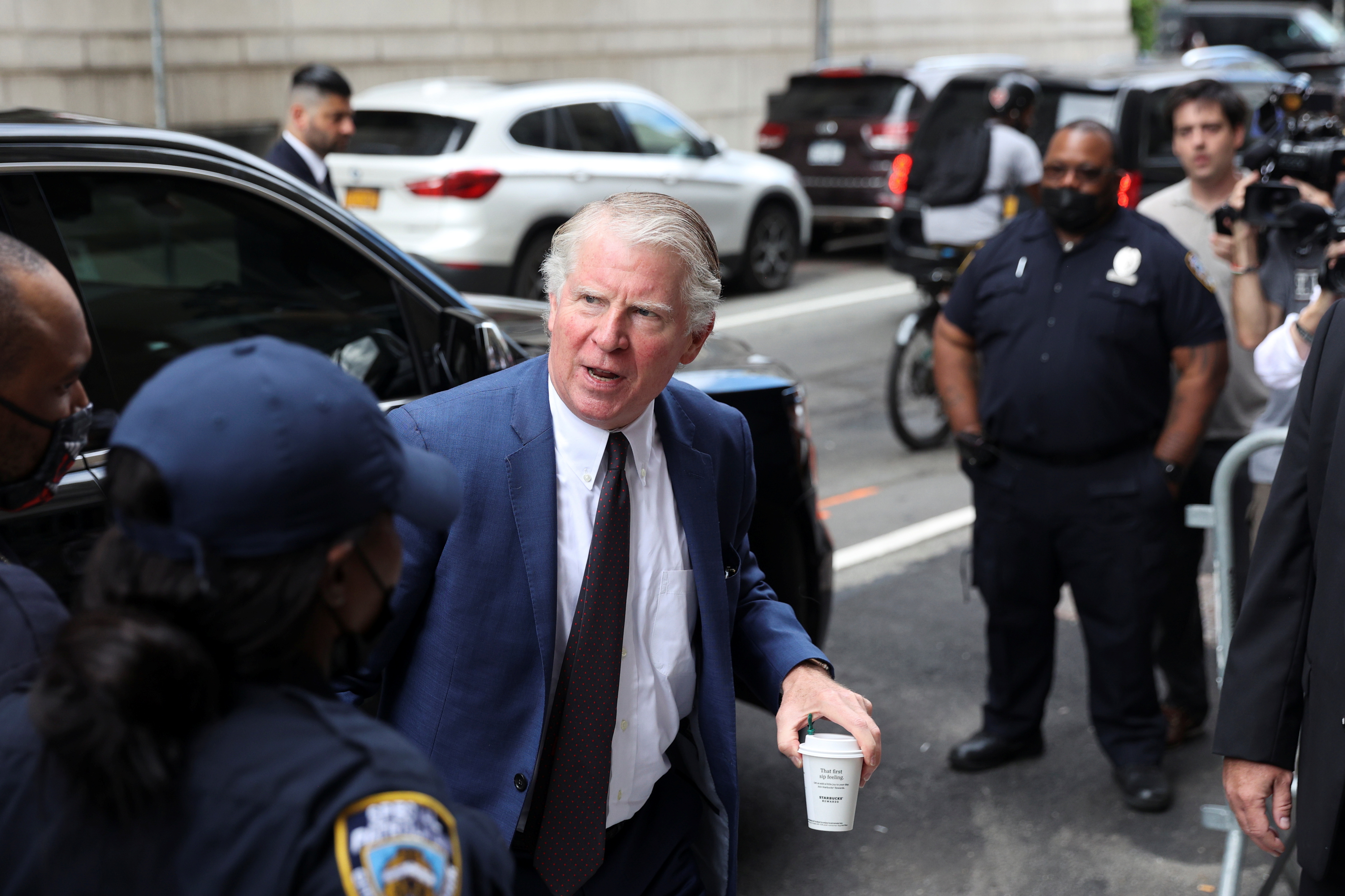 Manhattan district Attorney Cyrus Vance Jr. arrives at the District Attorney’s Office in the Manhattan borough of New York City, New York, U.S., July 1, 2021.   REUTERS/Angus Mordant