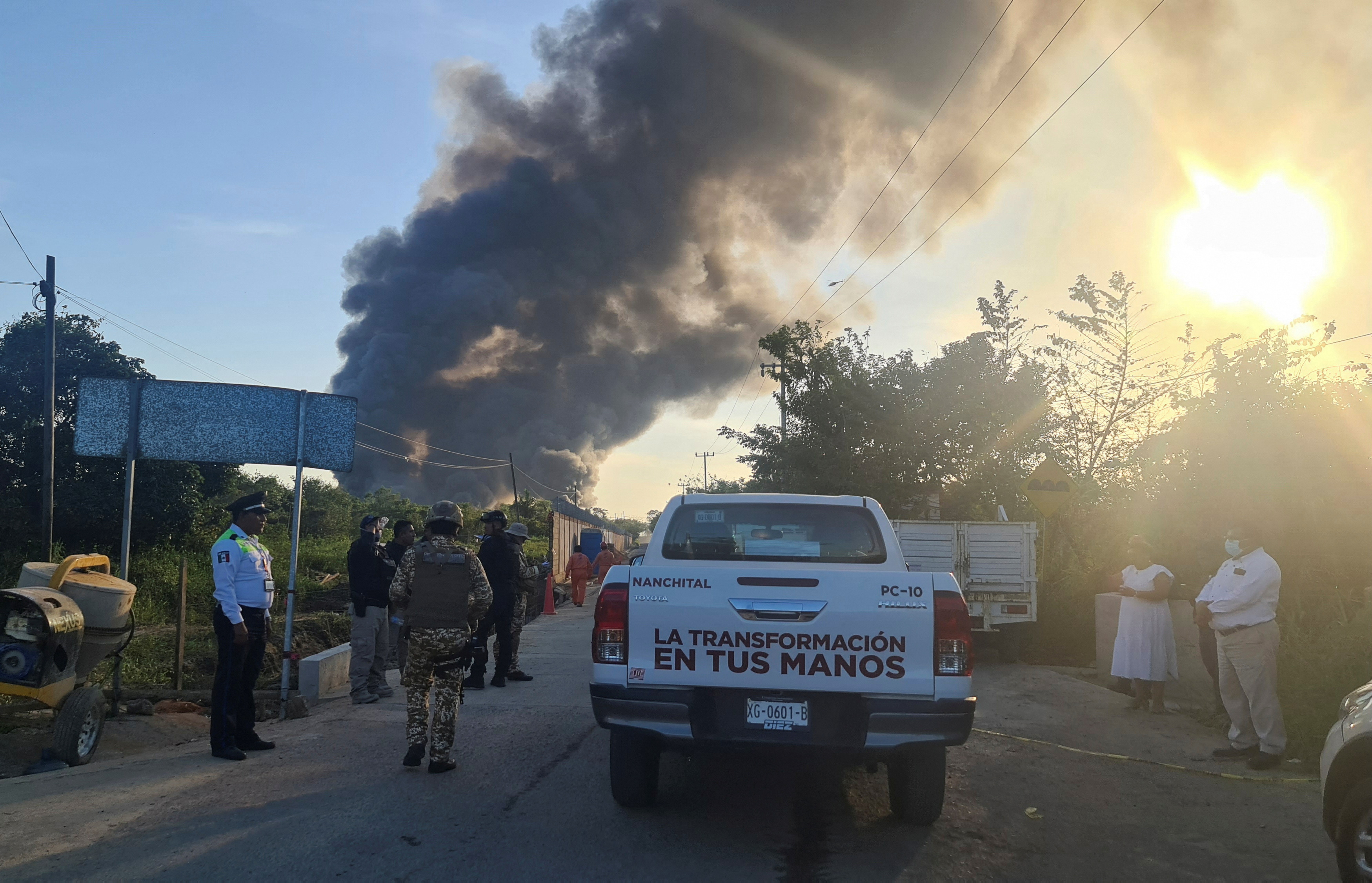 Pipeline explosion at the facilities of state-owned oil company Pemex, in Ixhuatlan del Sureste