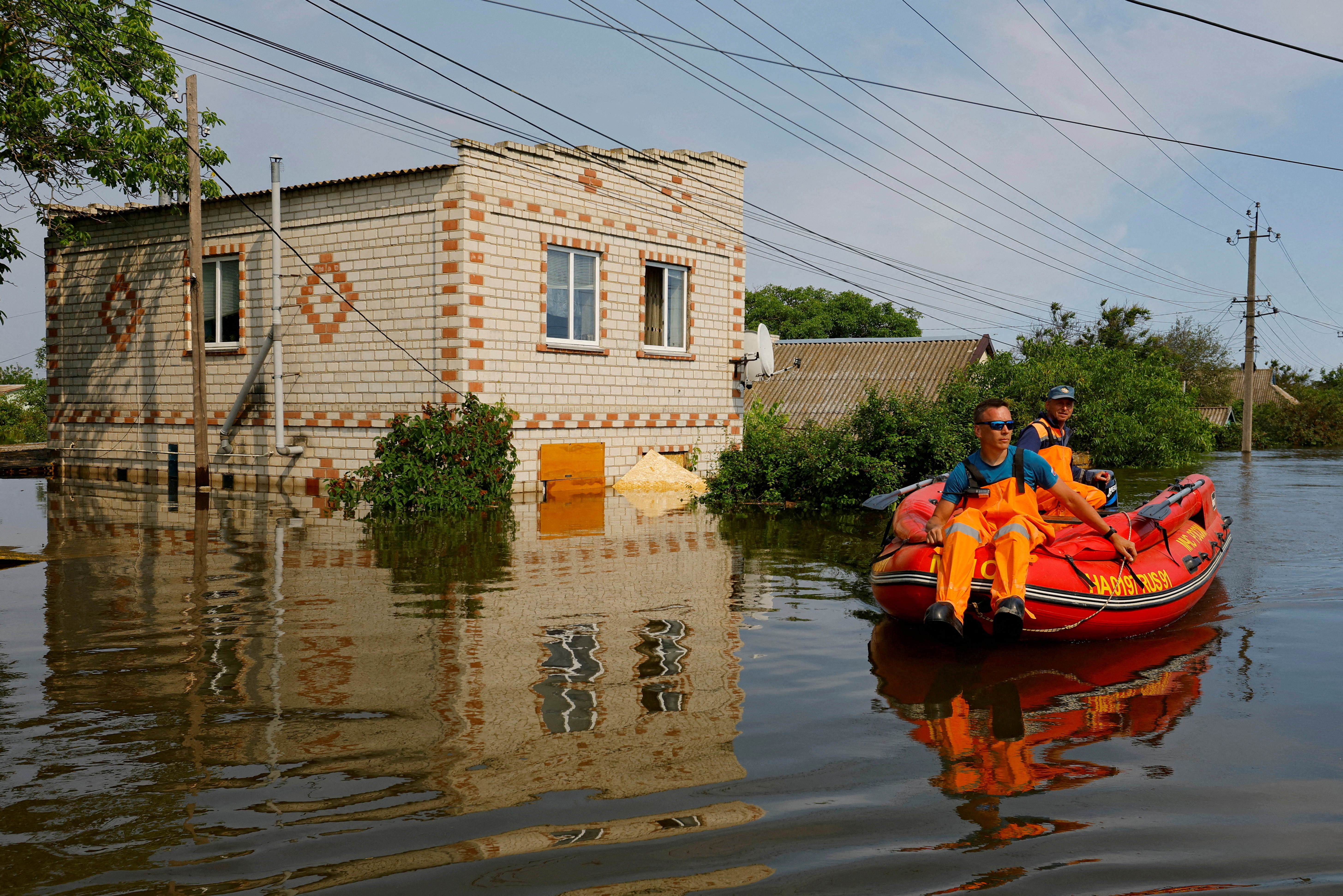 Flooded town of Hola Prystan following Nova Kakhovka dam collapse