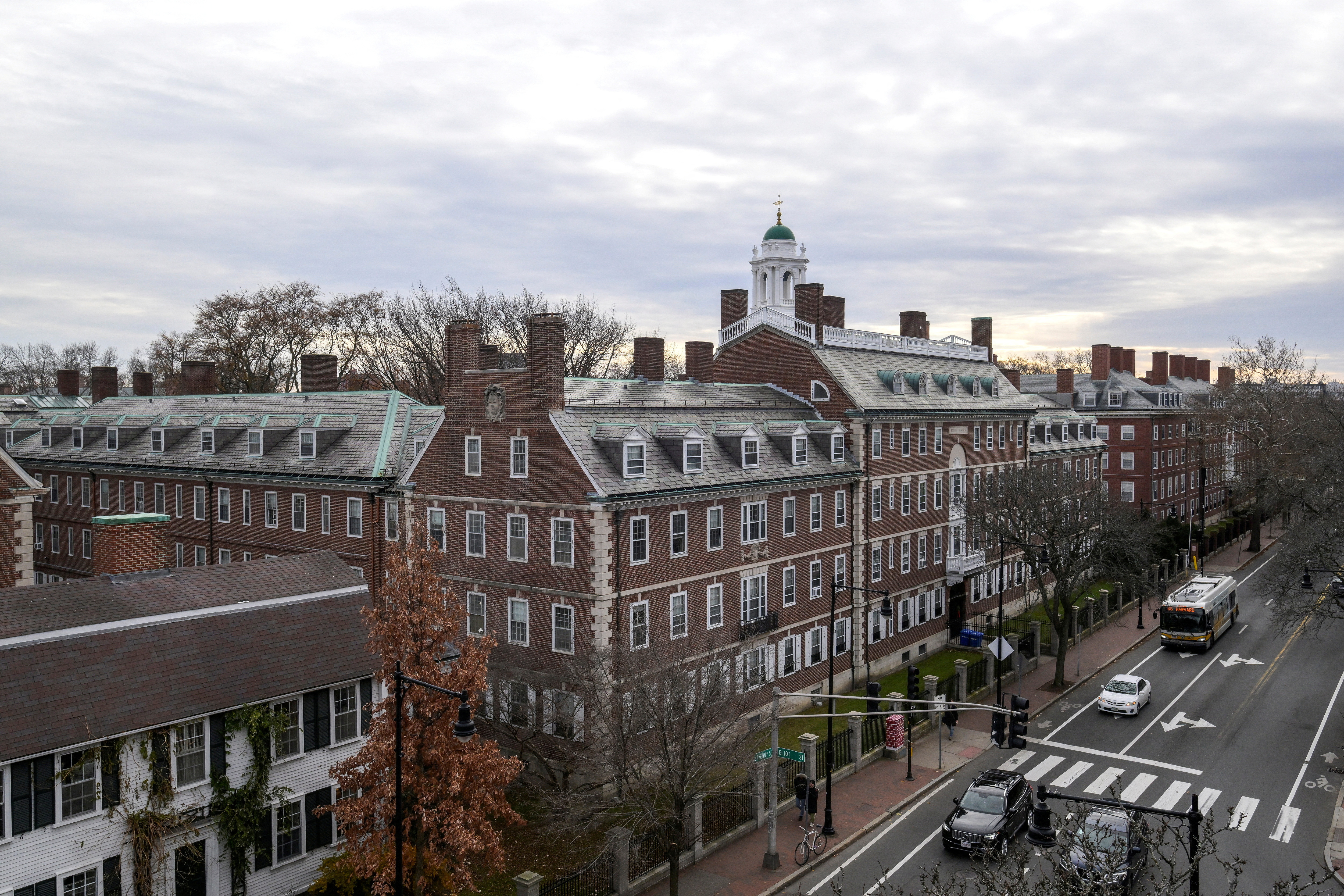 A view of Harvard campus on John F. Kennedy Street.