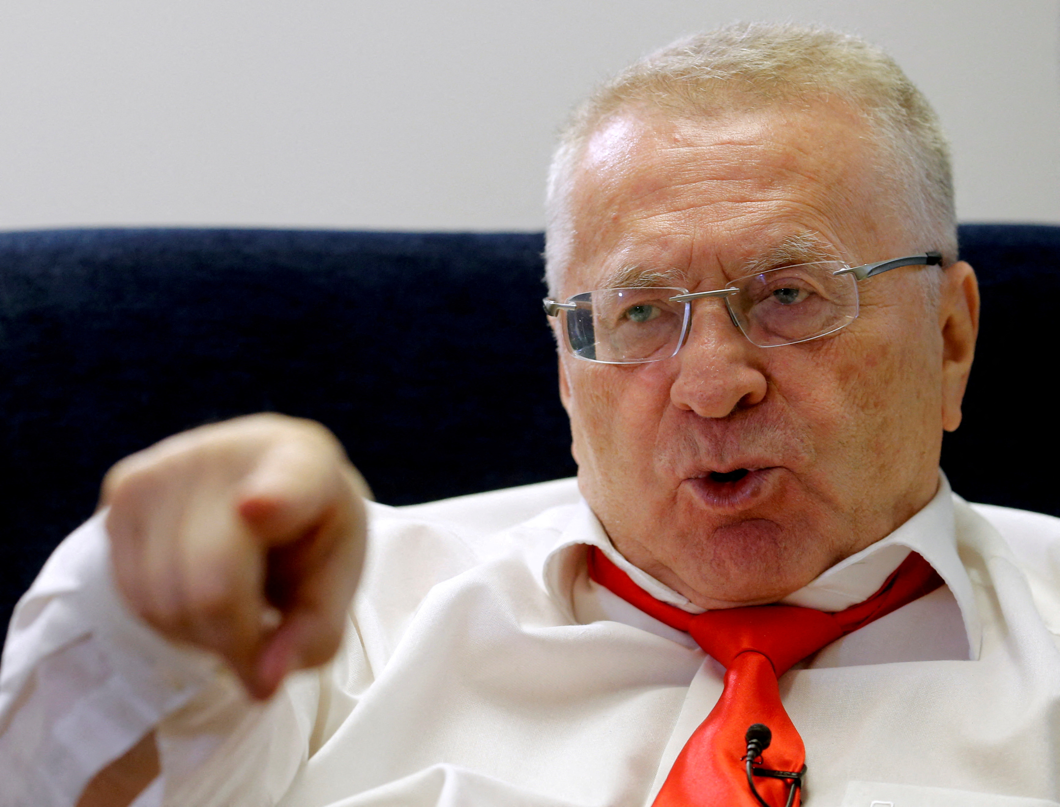 Leader of Liberal Democratic Party of Russia Zhirinovsky speaks during interview with Reuters in Moscow