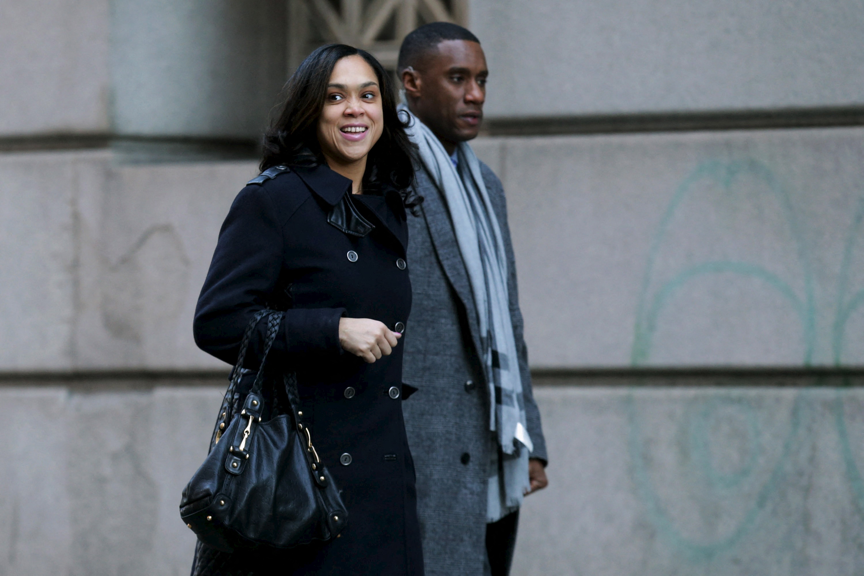 Baltimore City State's Attorney Mosby arrives at the Mitchell Courthouse for jury selection in the case of Officer Caesar Goodson in Baltimore in Baltimore