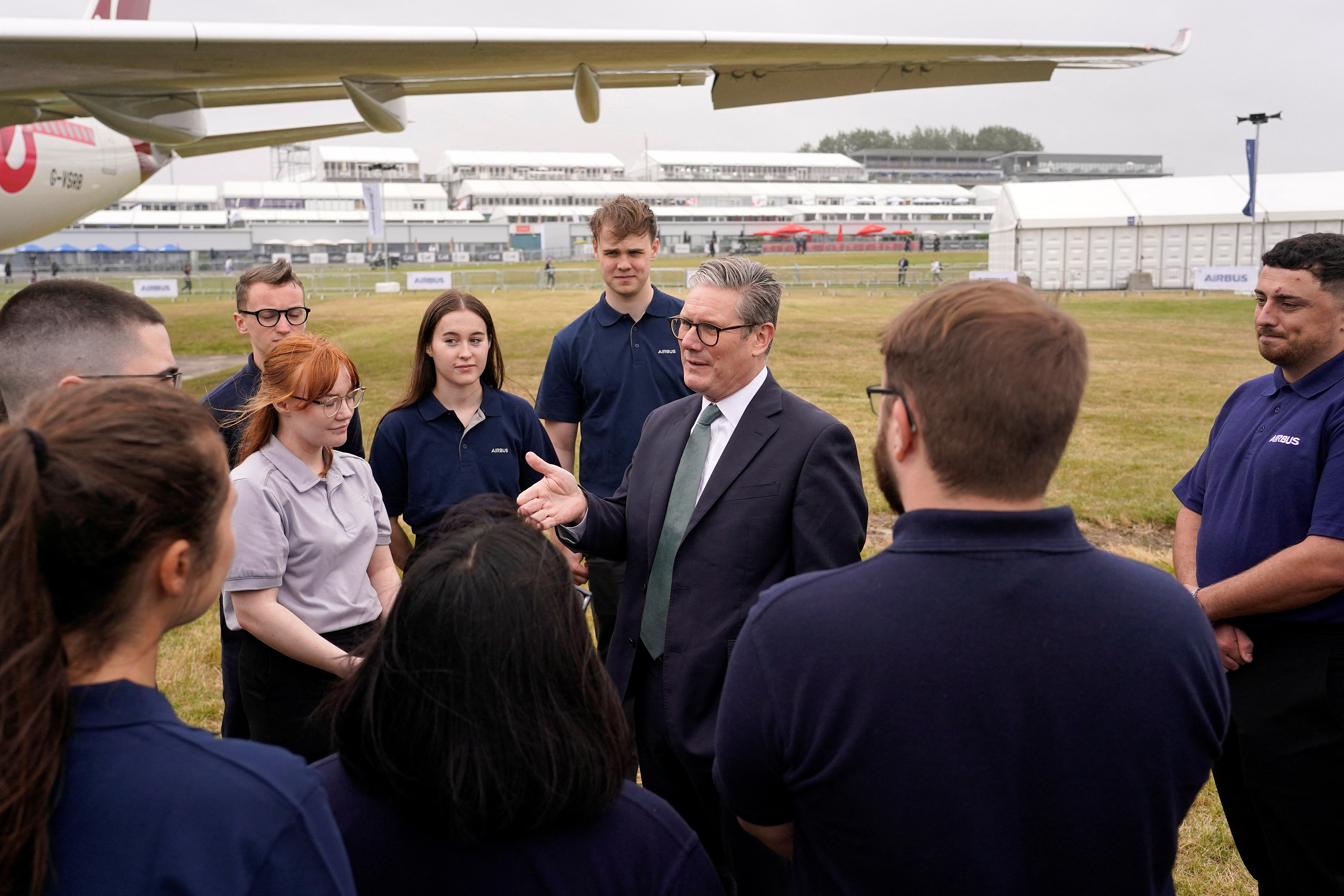 Britain's Prime Minister Keir Starmer visits Farnborough International Airshow