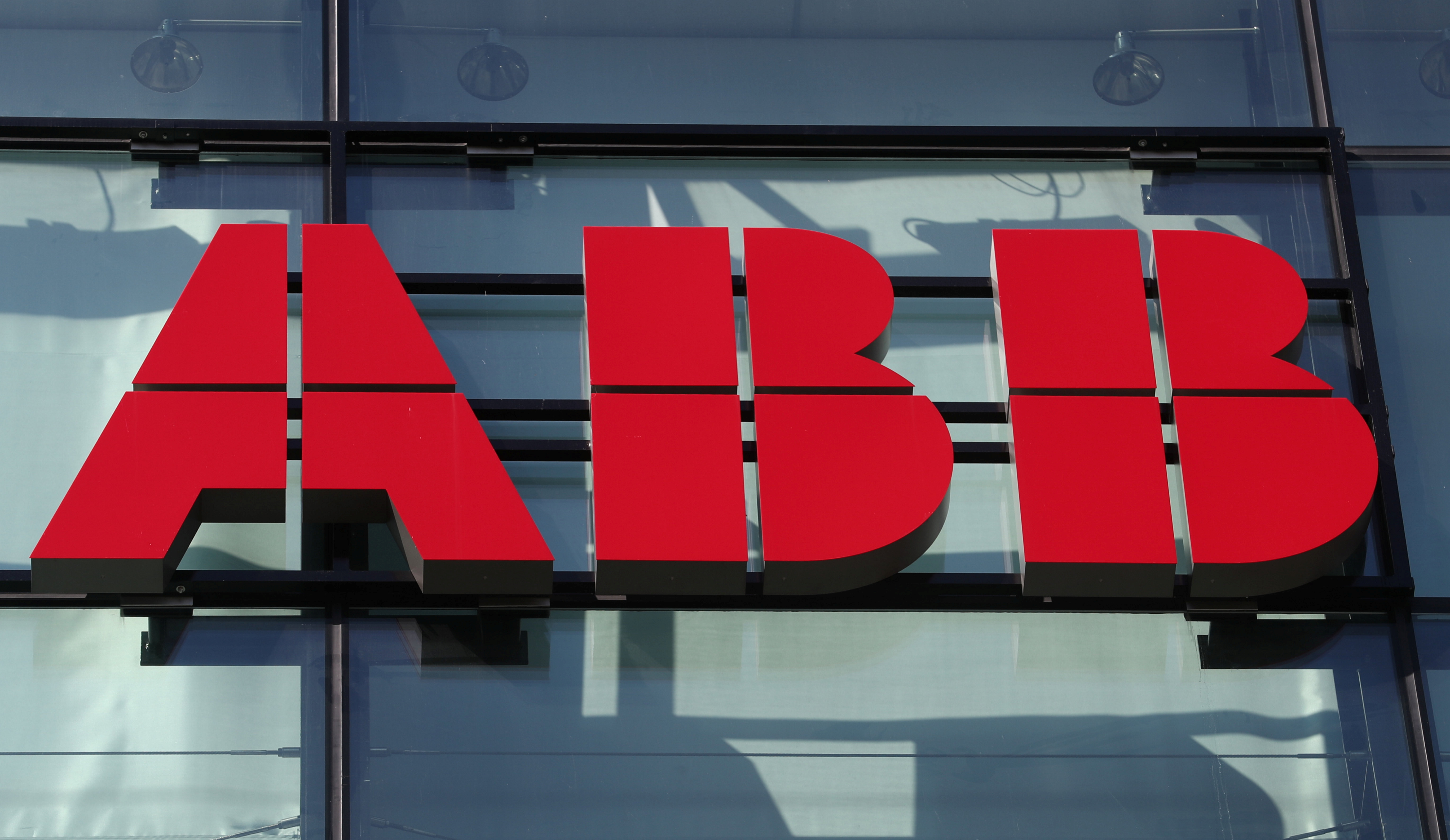 Logo of ABB is seen in Zurich