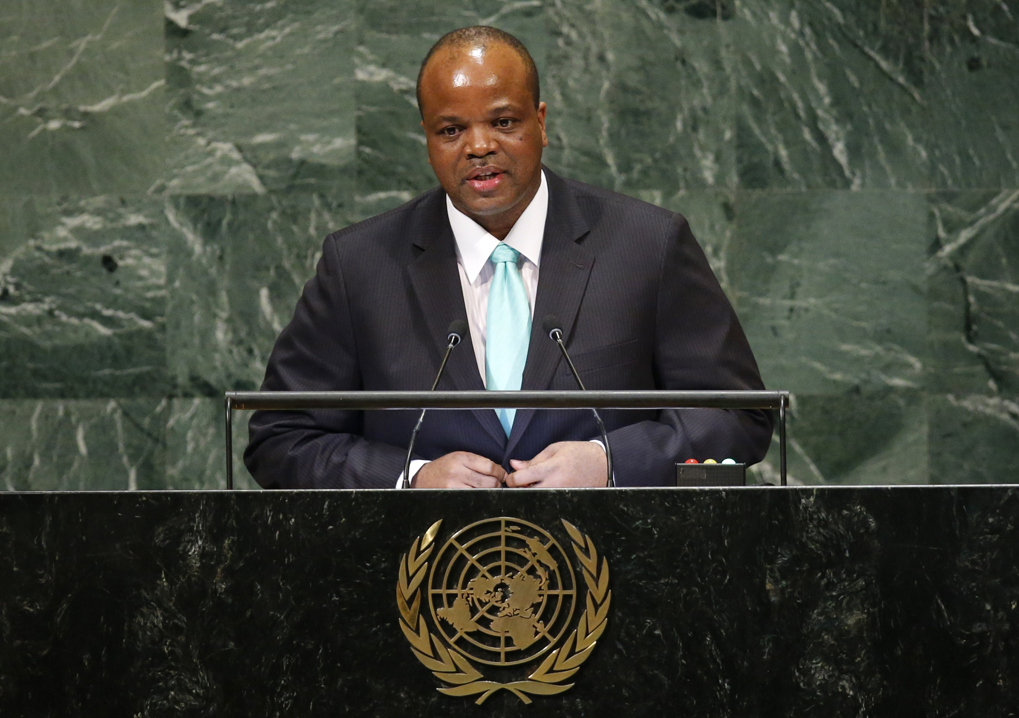 Swaziland's King Mswati III addresses the General Assembly in New York