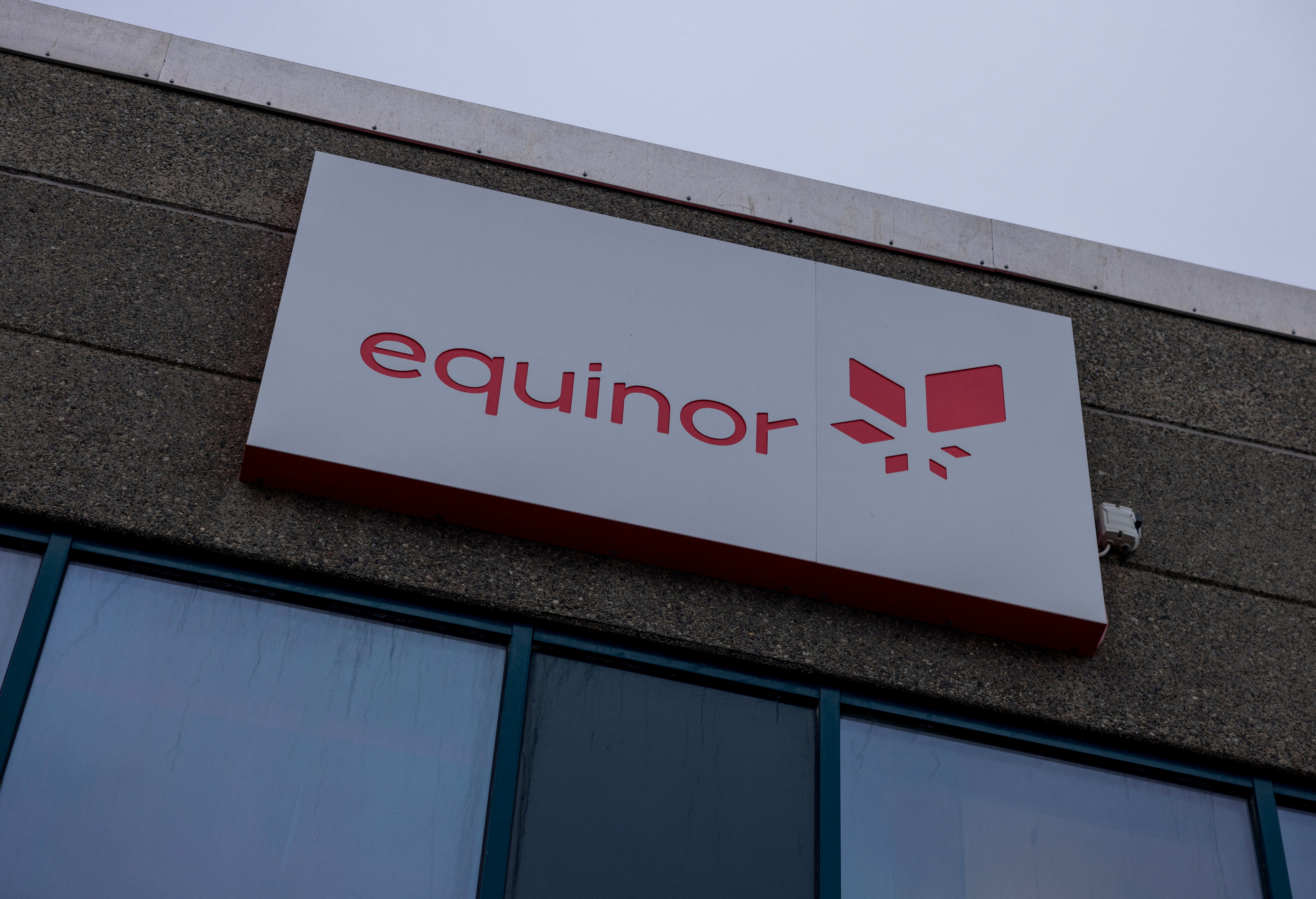 The logo of Equinor is set up at liquefied natural gas plant Hammerfest LNG in Hammerfest