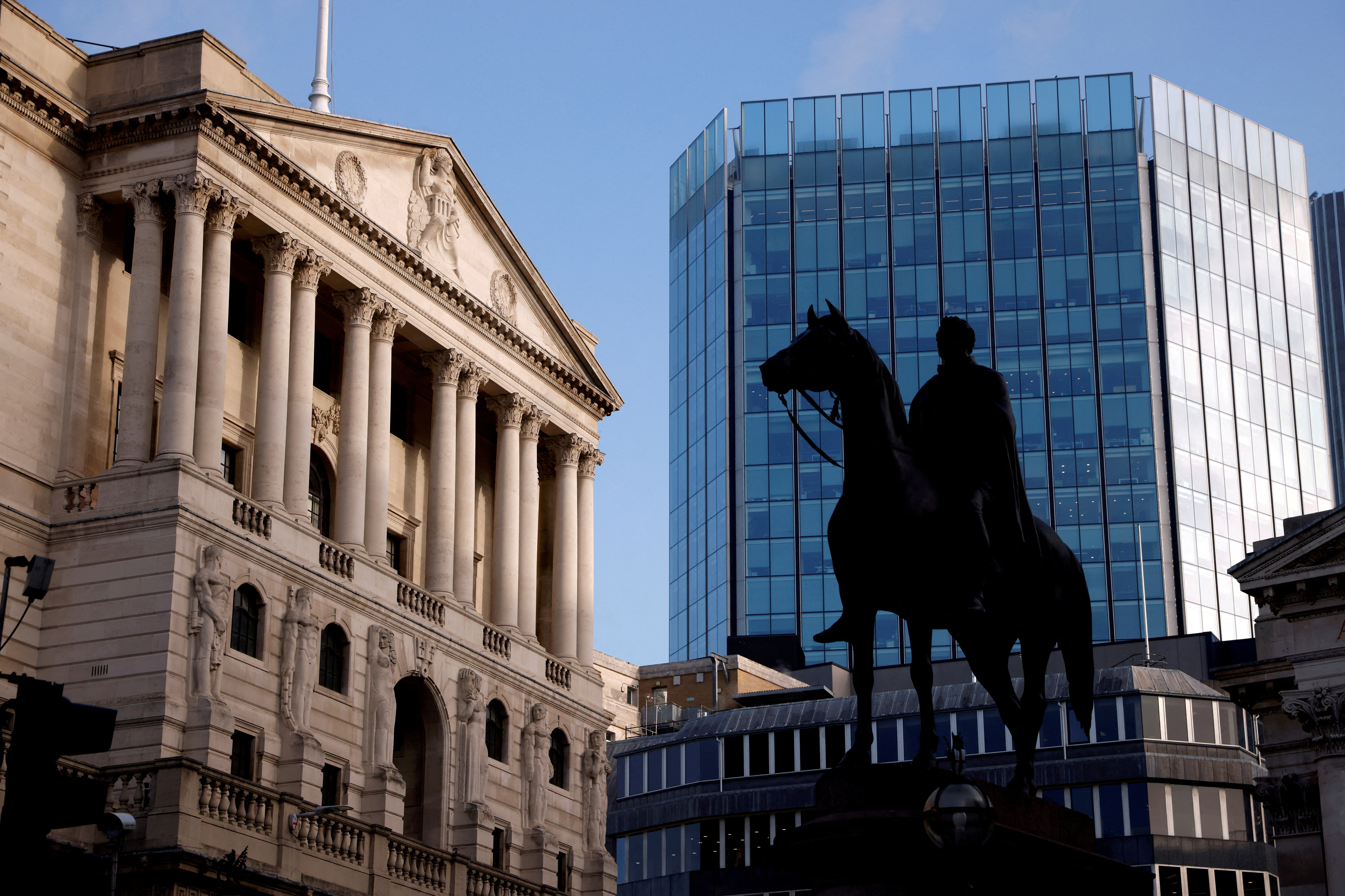 A general view shows the Bank of England in the City of London financial district in London