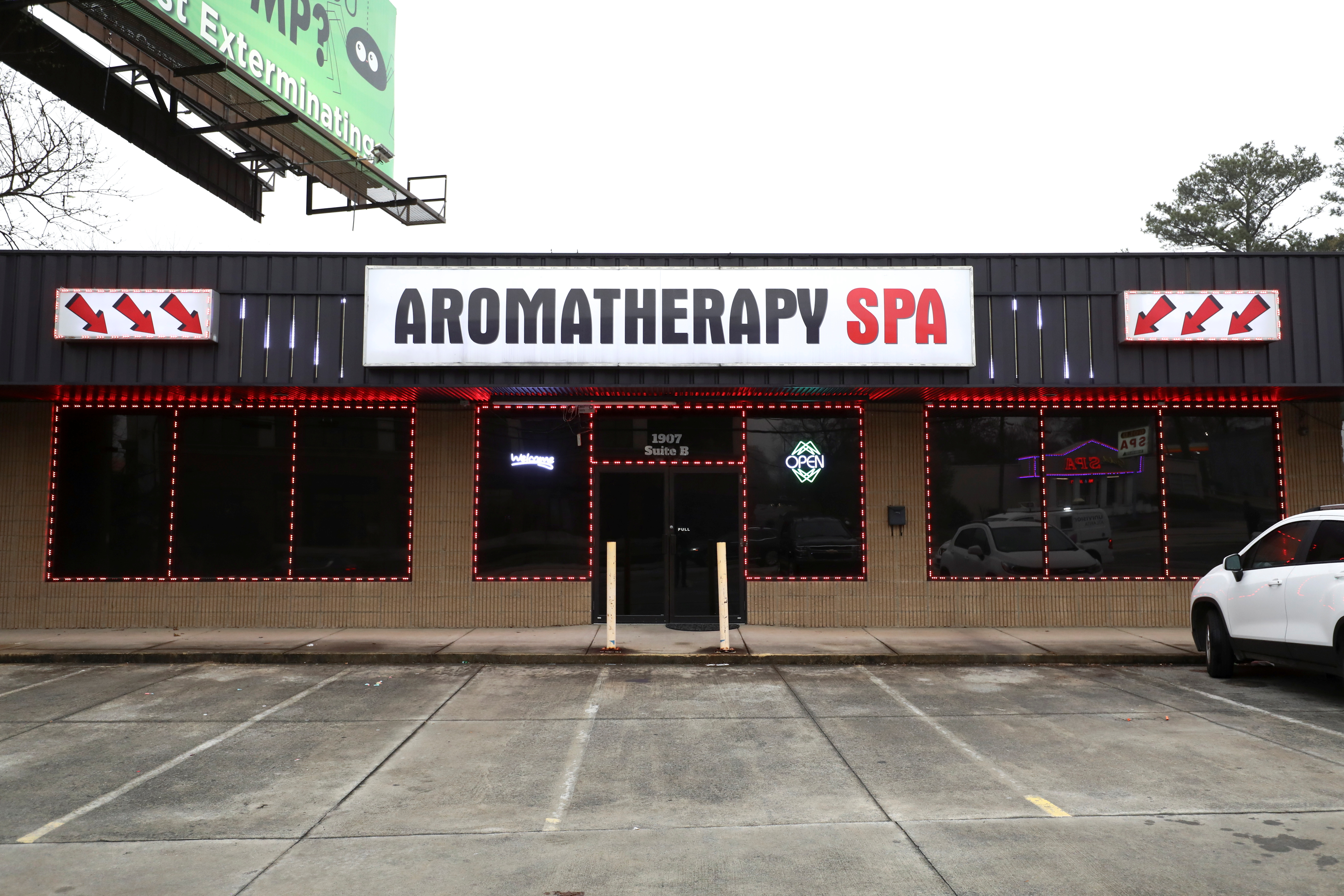 A view of the Aromatherapy Spa after deadly shootings at three day spas, in Atlanta