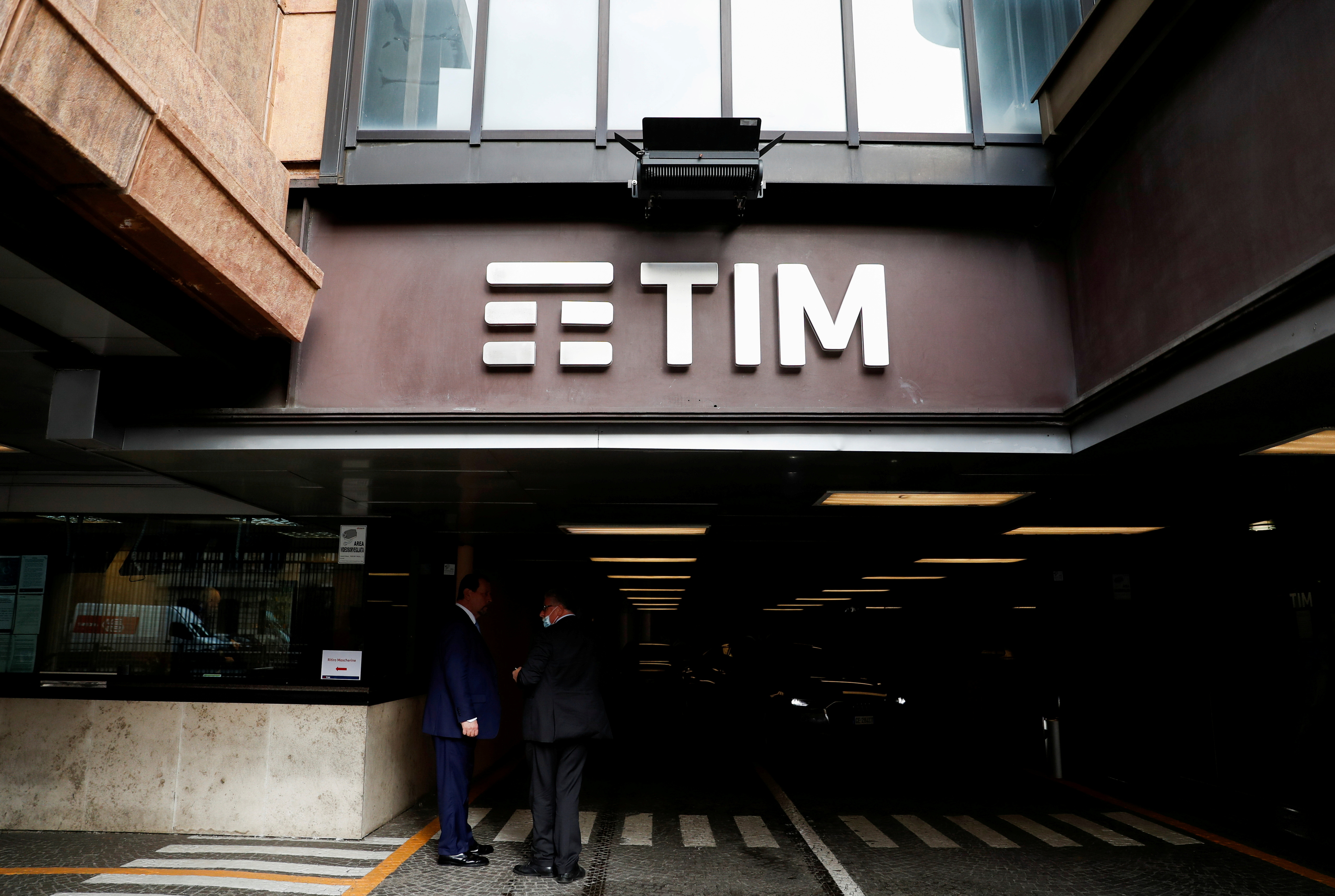 The Tim logo is seen at its headquarters in Rome, Italy November 22, 2021. REUTERS/Yara Nardi