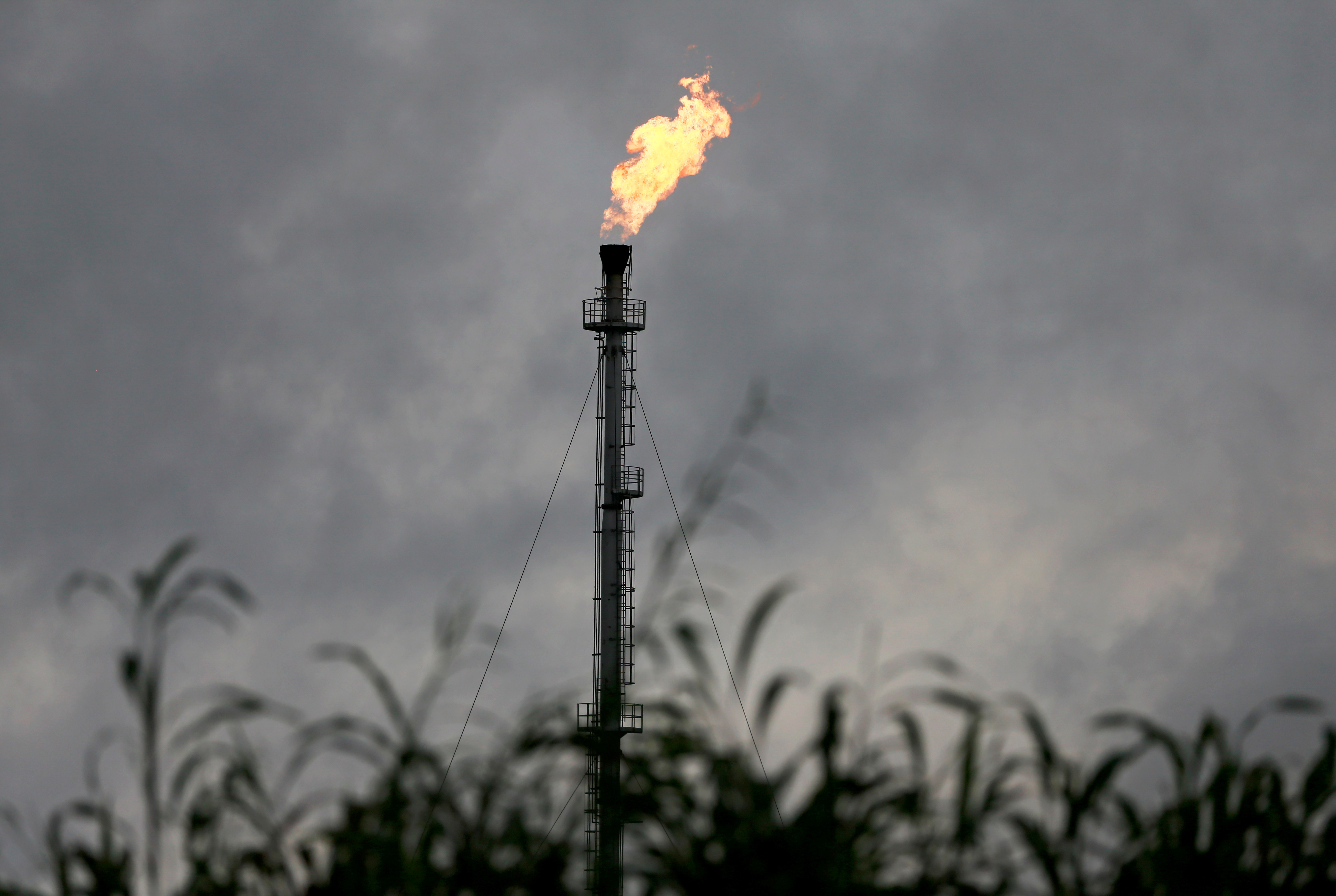 A vertical gas flaring furnace is seen in Ughelli, Delta State.