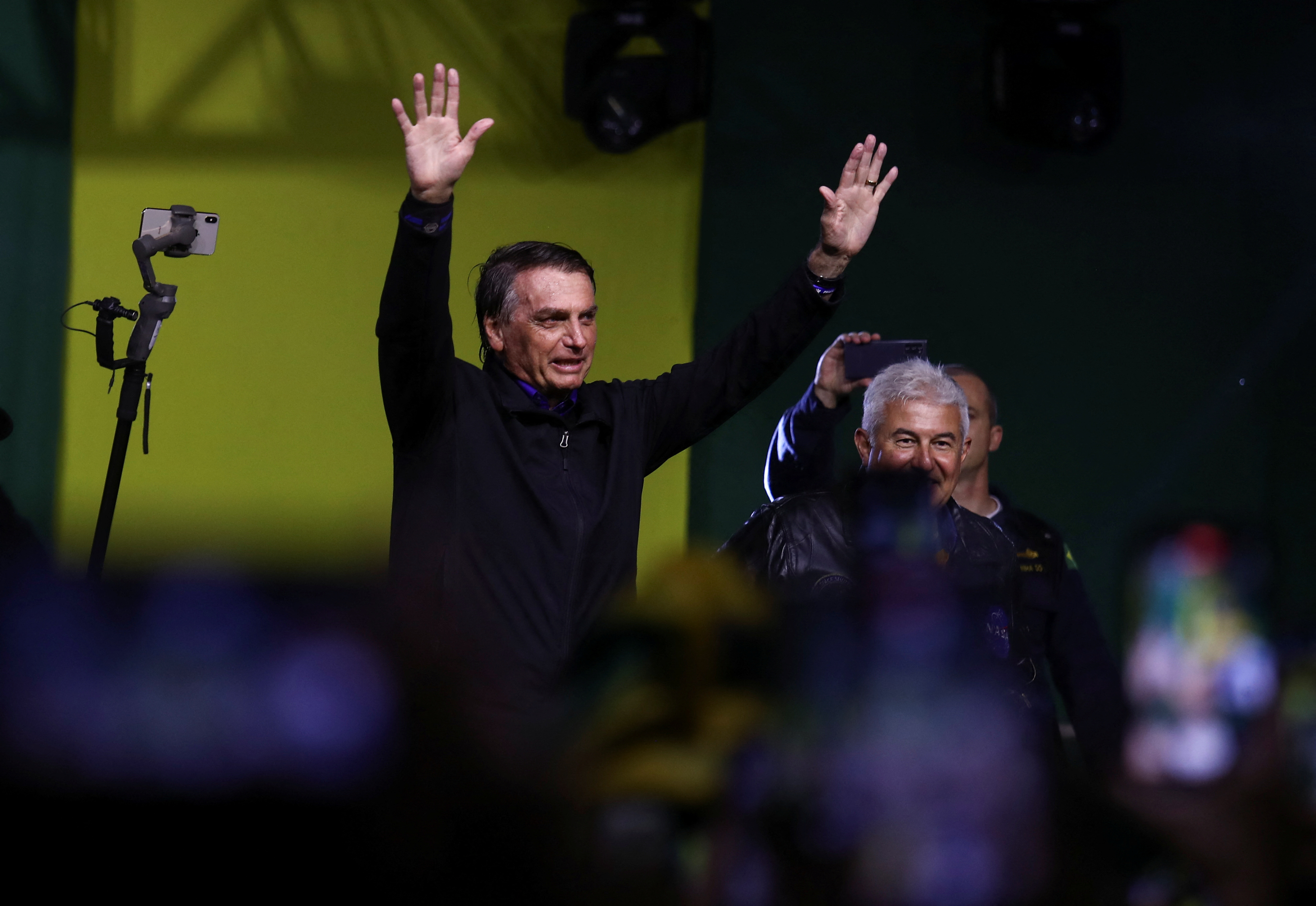 Brazil's President Jair Bolsonaro attends a campaign rally in Sao Paulo state