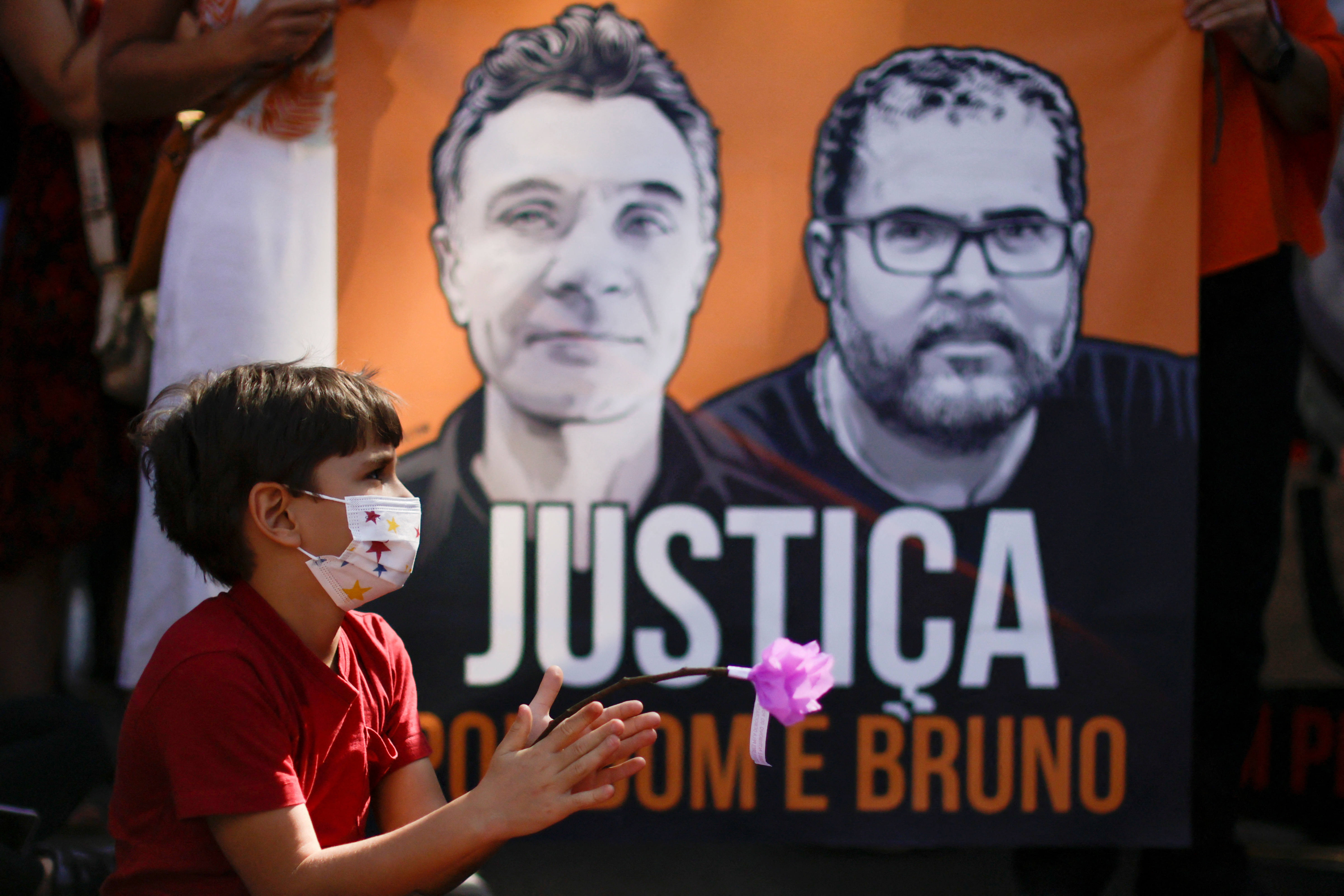 Protest for journalist Dom Phillips and indigenous expert Bruno Pereira, in Brasilia