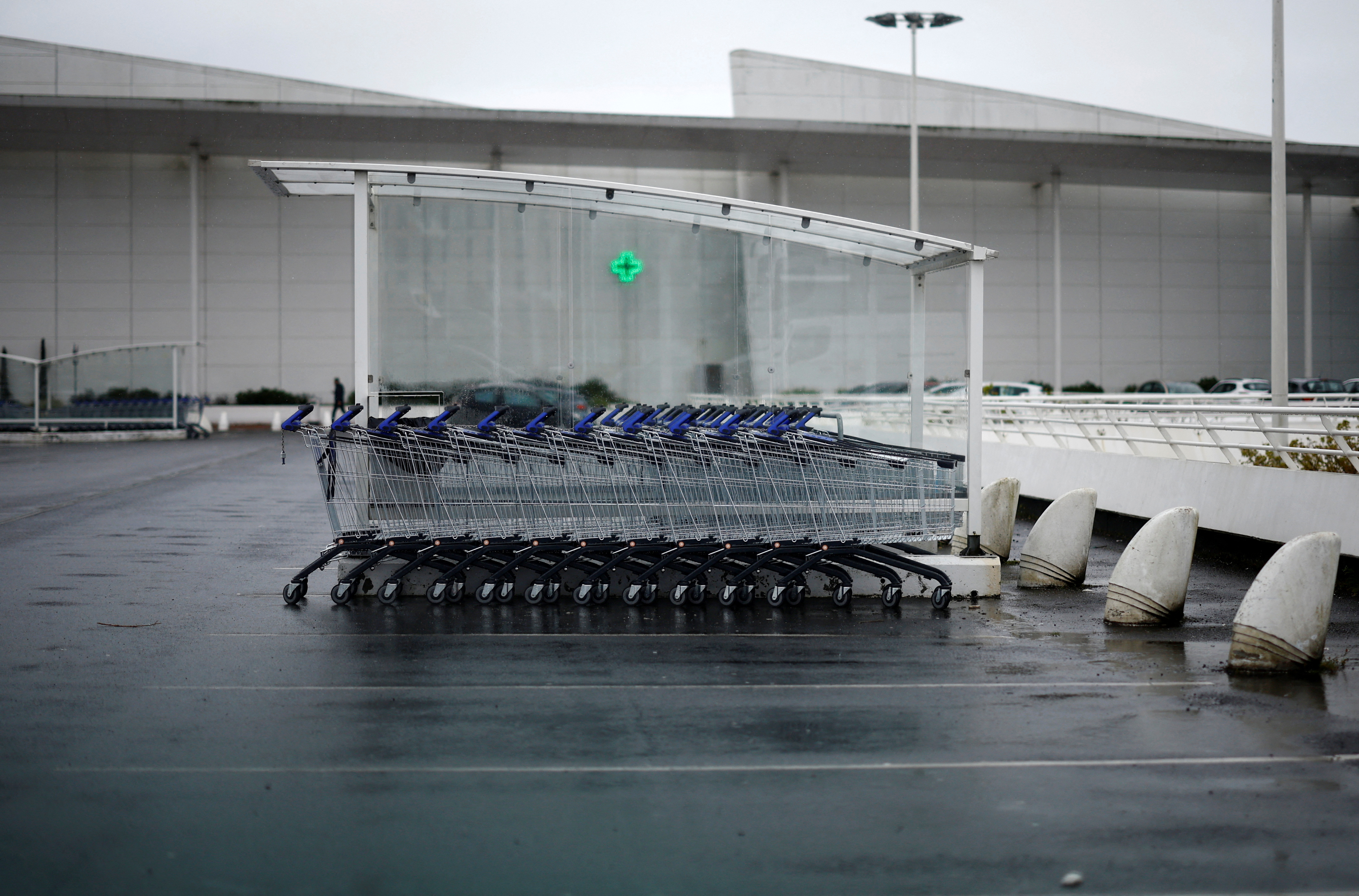 Shopping trolleys at a supermarket in Reze near Nantes