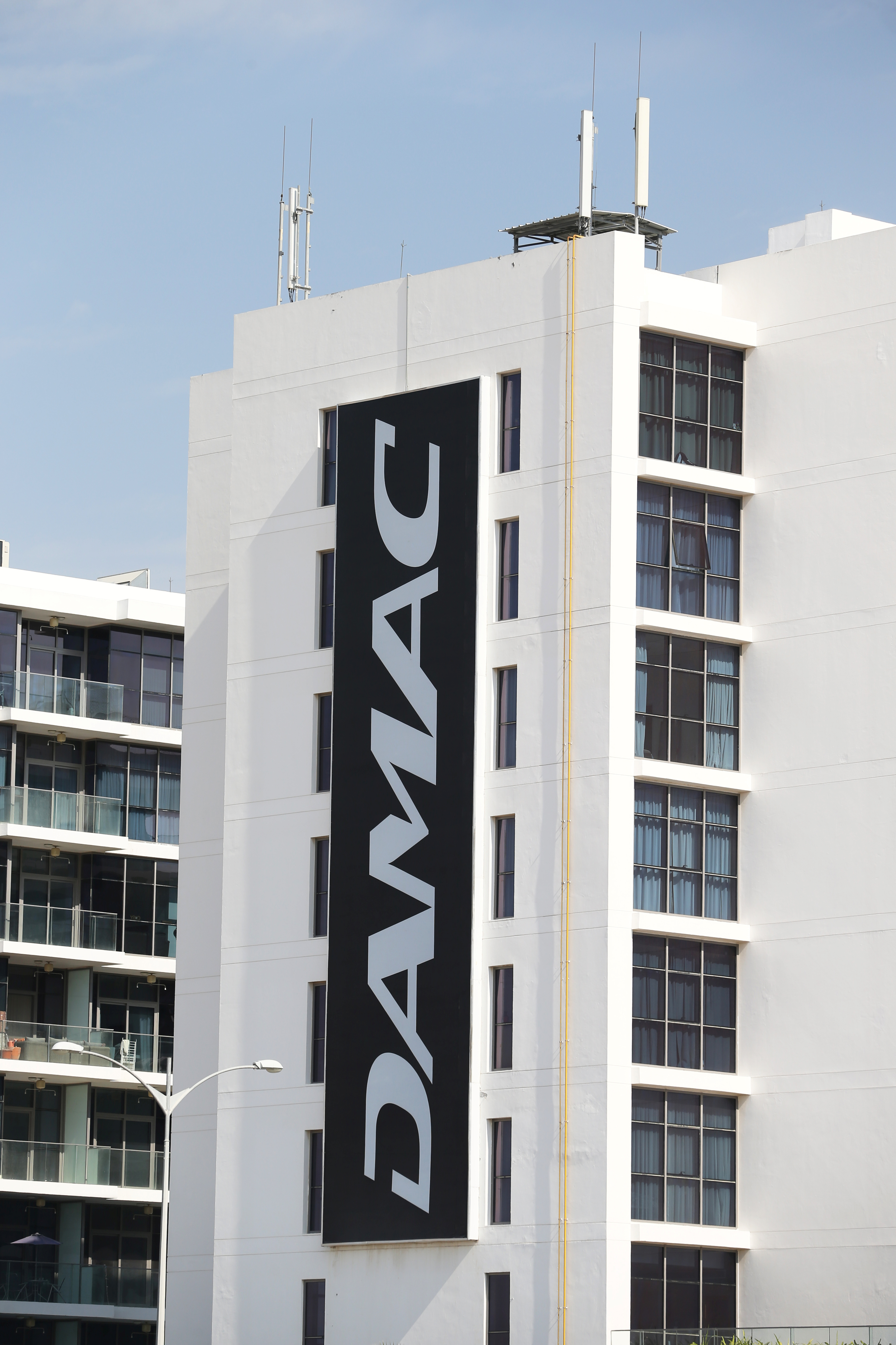 The corporate logo of DAMAC is seen in Dubai