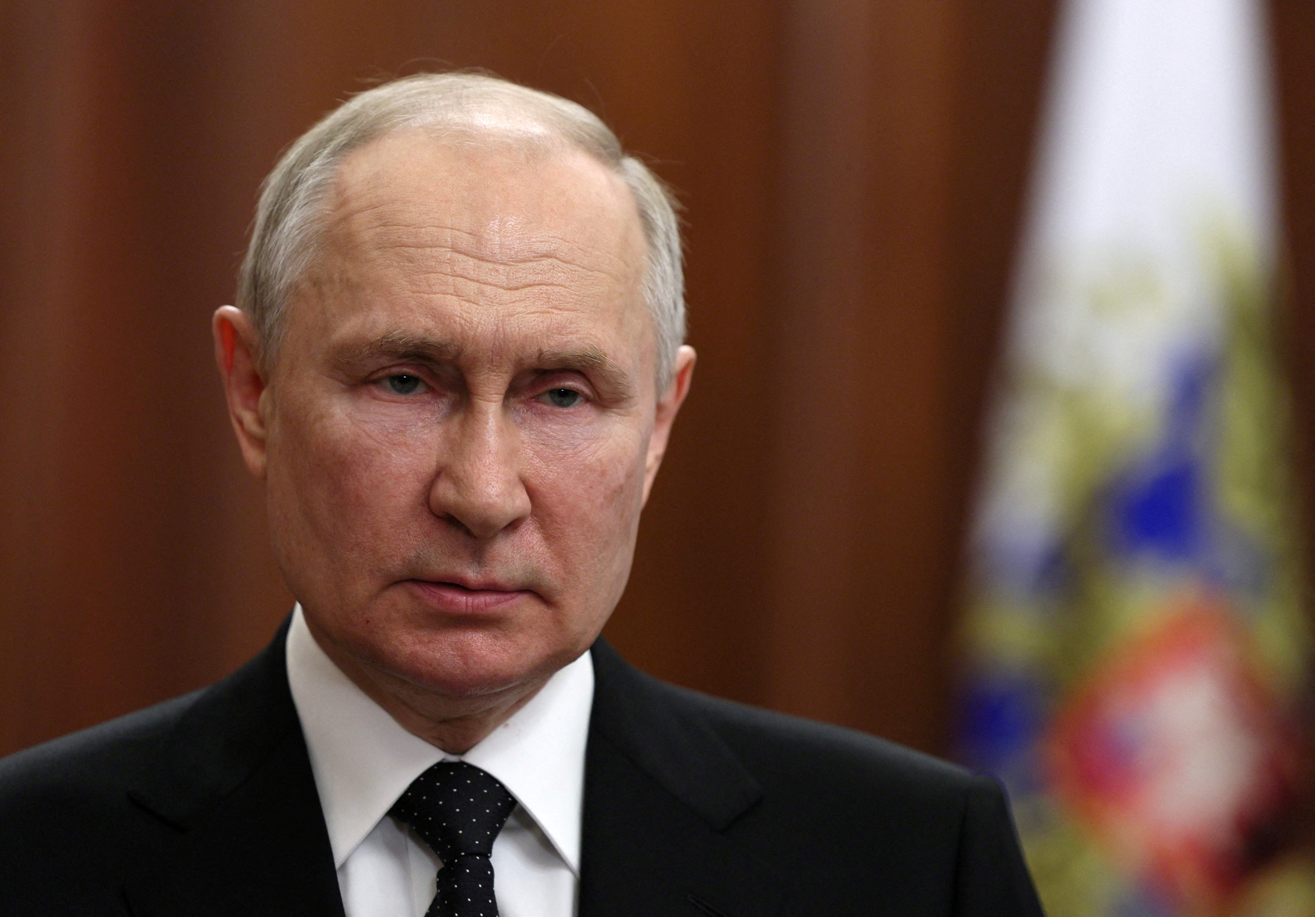 El presidente ruso Vladimir Putin da un discurso televisado en Moscú