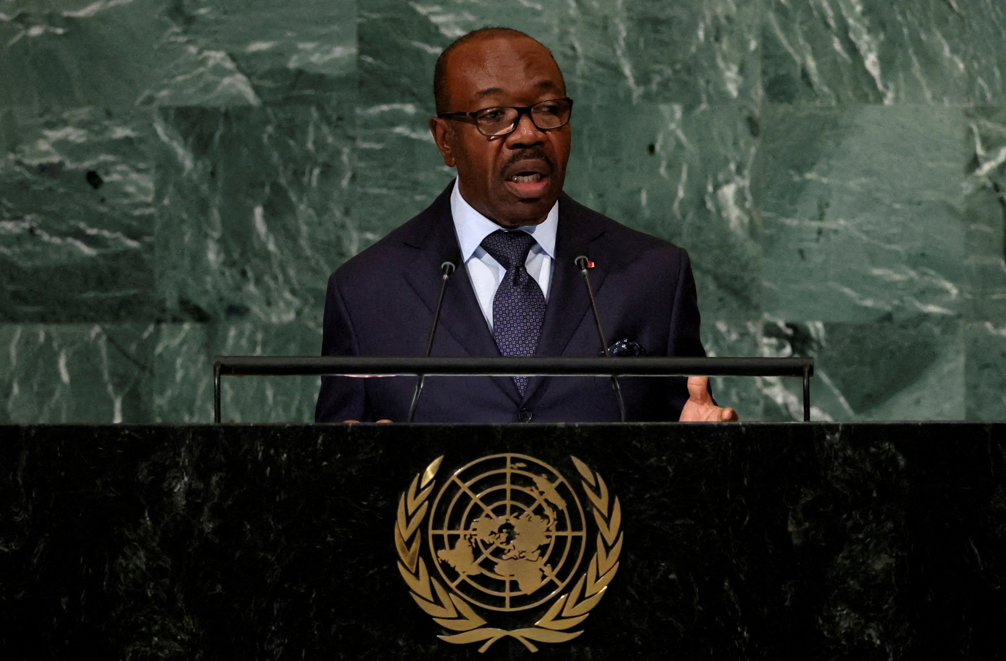 FILE PHOTO: Gabon's President address the 77th Session of the United Nations General Assembly at U.N. Headquarters in New York City