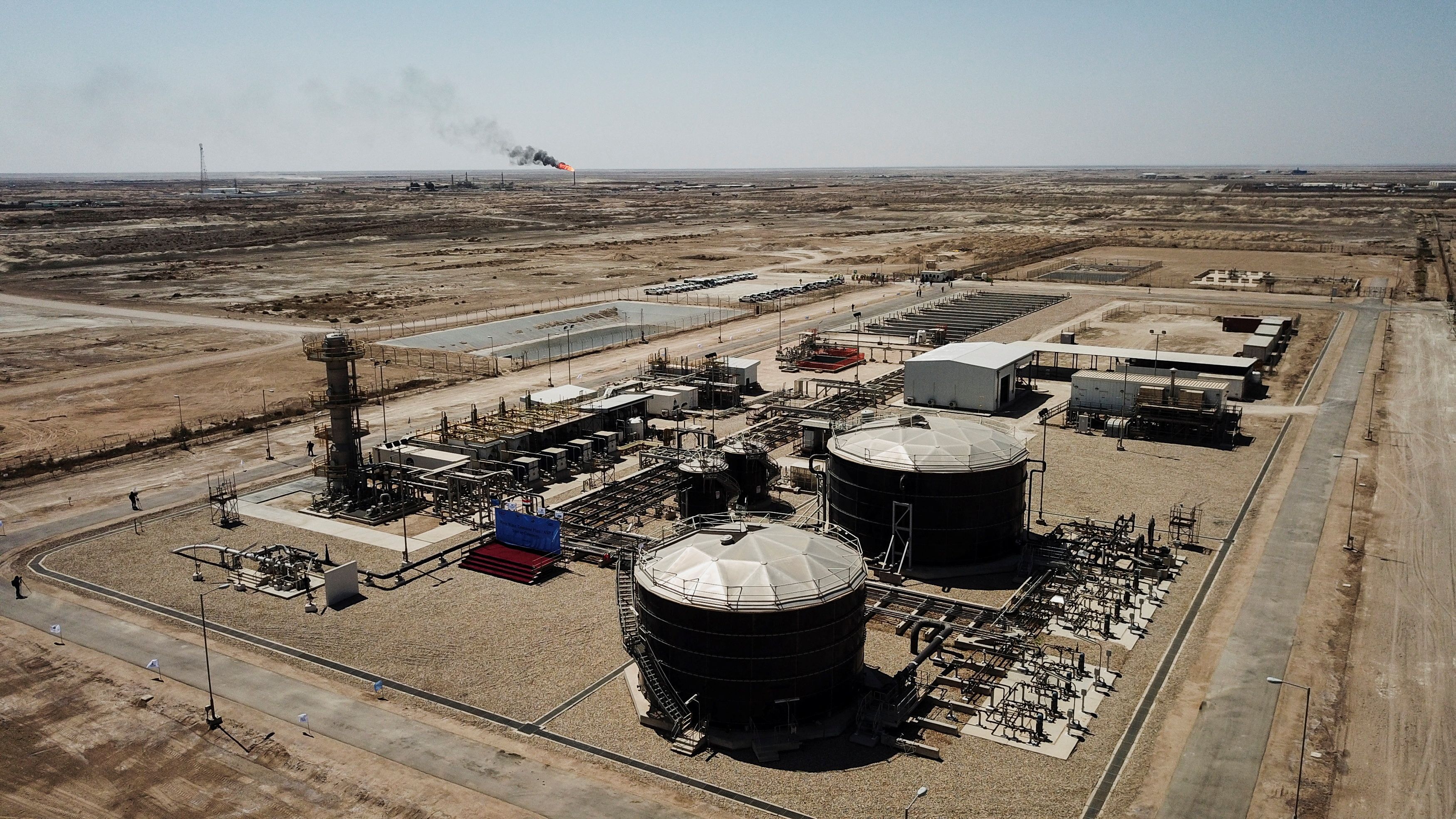 A view shows Iraq's Majnoon oil field near Basra