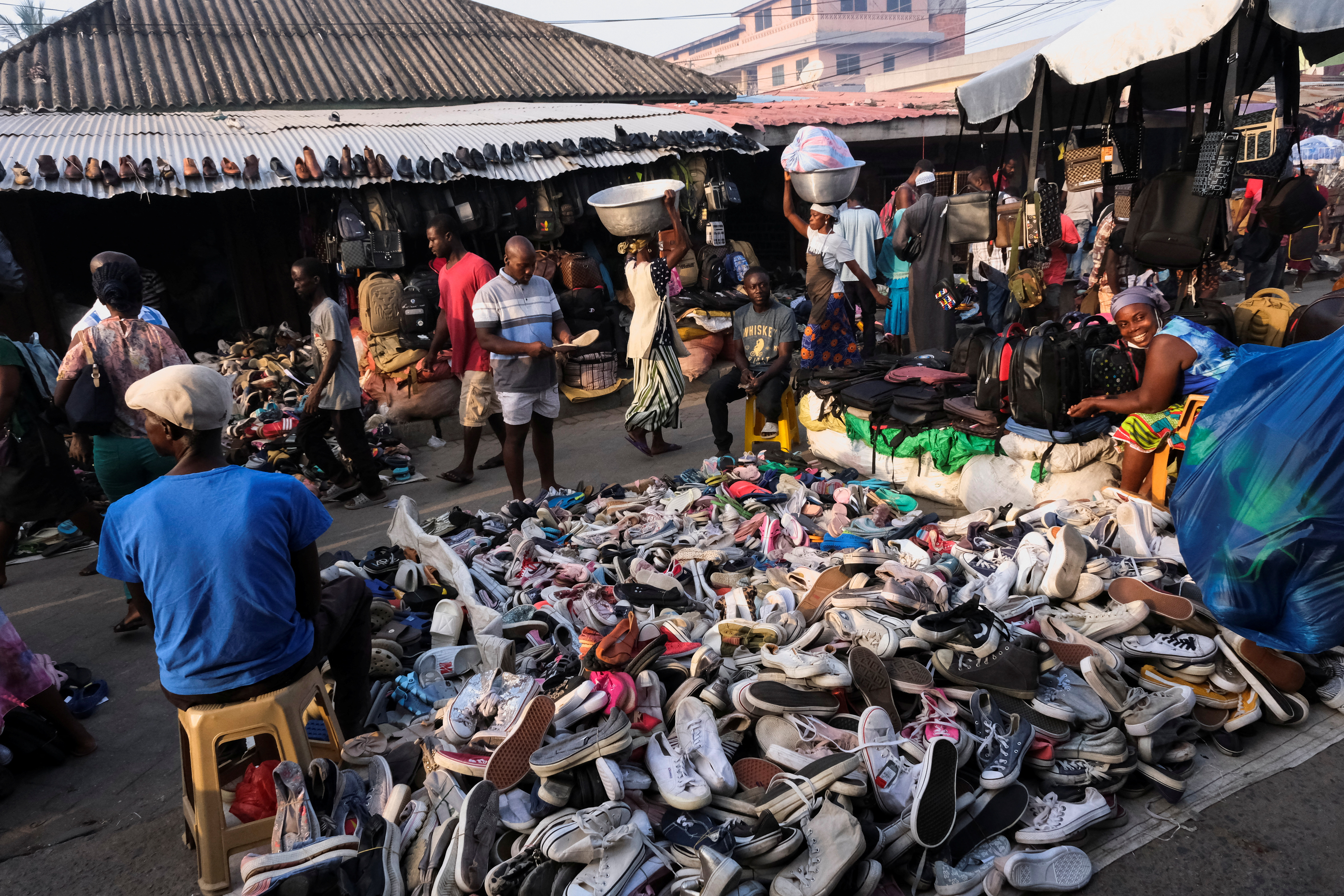 Kantamanto market in Accra, Ghana, which received 15 million new
garments a week