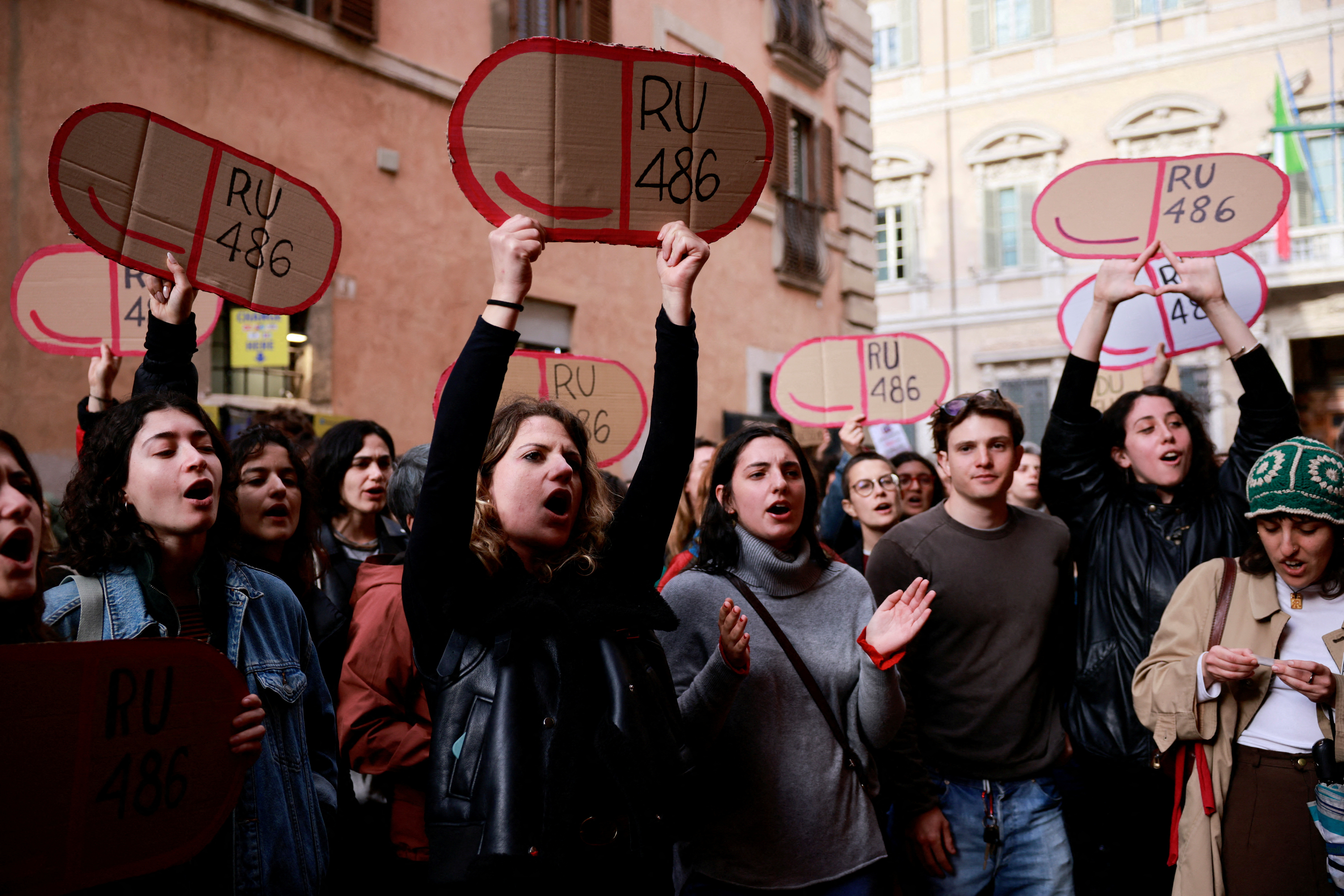 Demonstration against a parliamentary amendment that could make it easier for anti-abortion groups to operate in publicly-run family clinics, in Rome