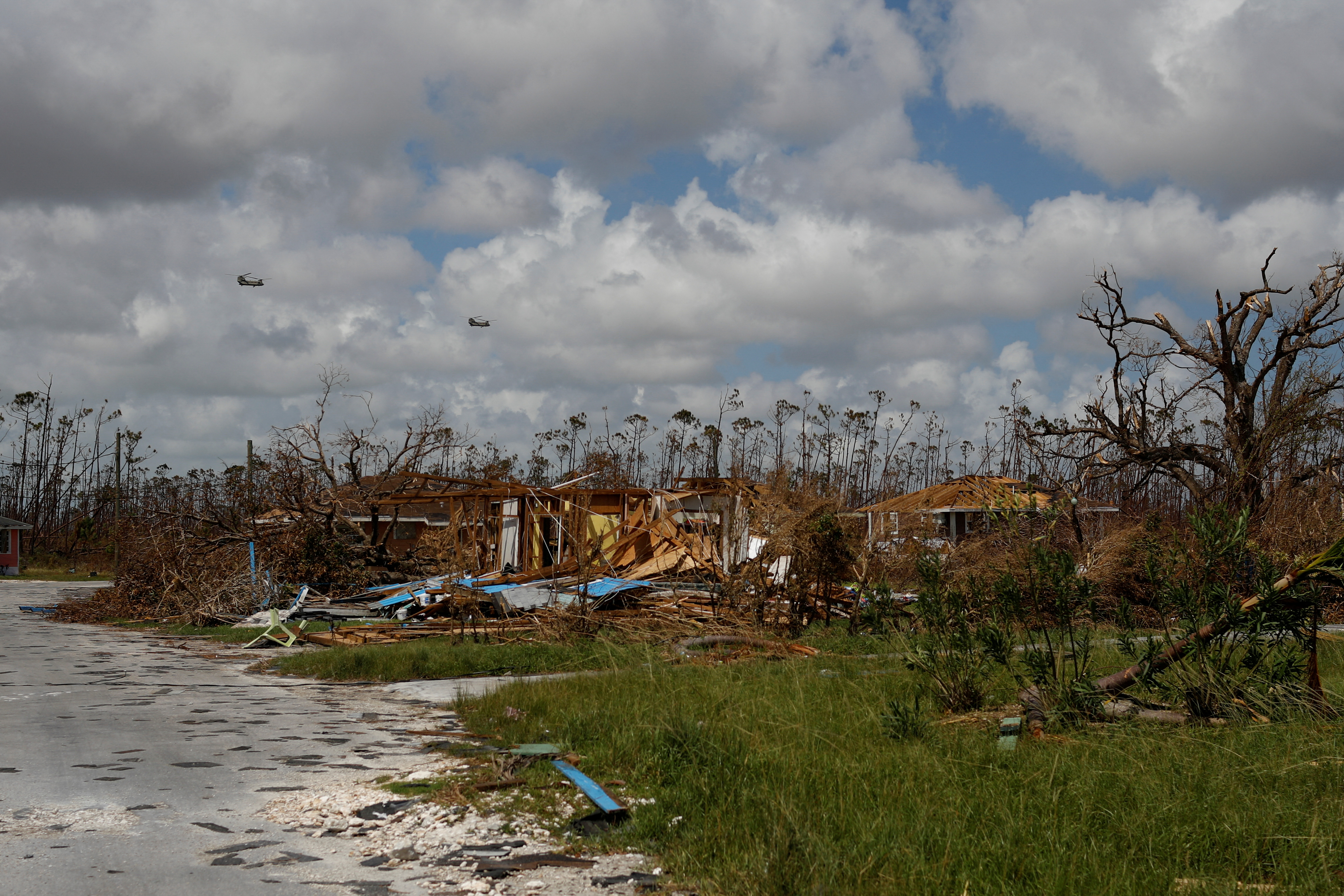 A view of devastated houses after Hurricane Dorian hit the Abaco Islands in Spring City