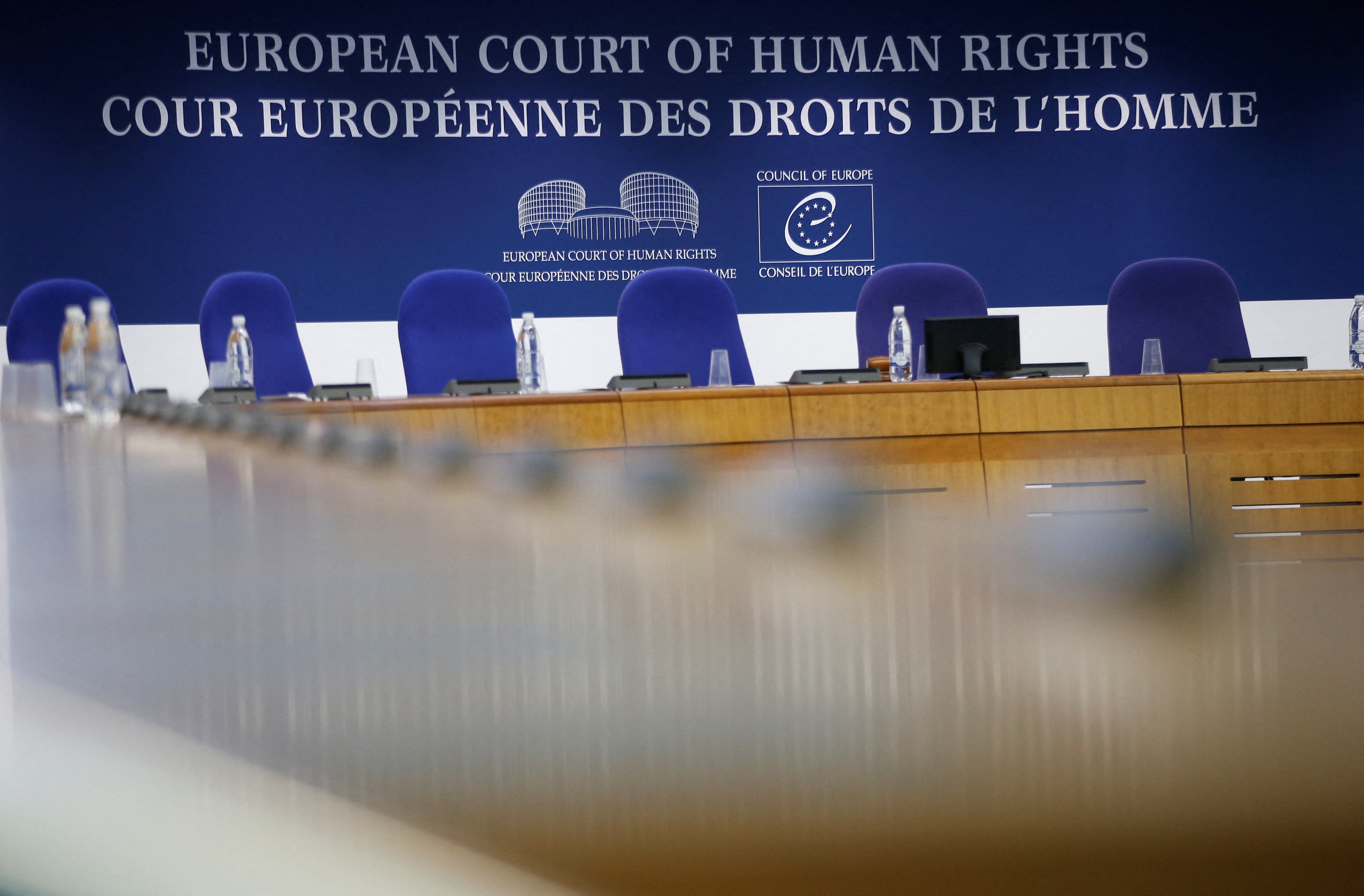 The courtroom of the European Court of Human Rights is seen at Strasbourg