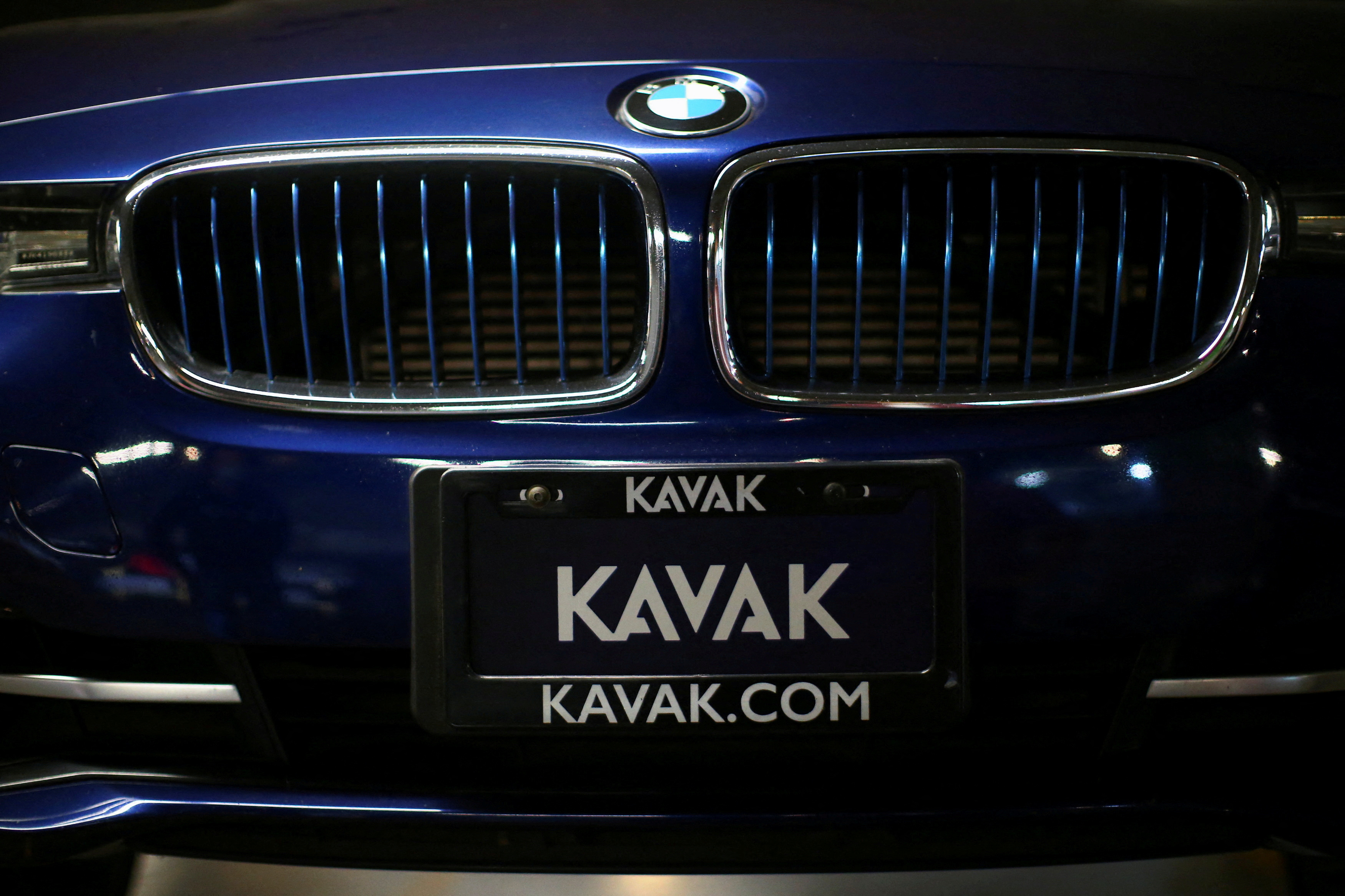 A logo of used autos platform Kavak is pictured on a car in Mexico City