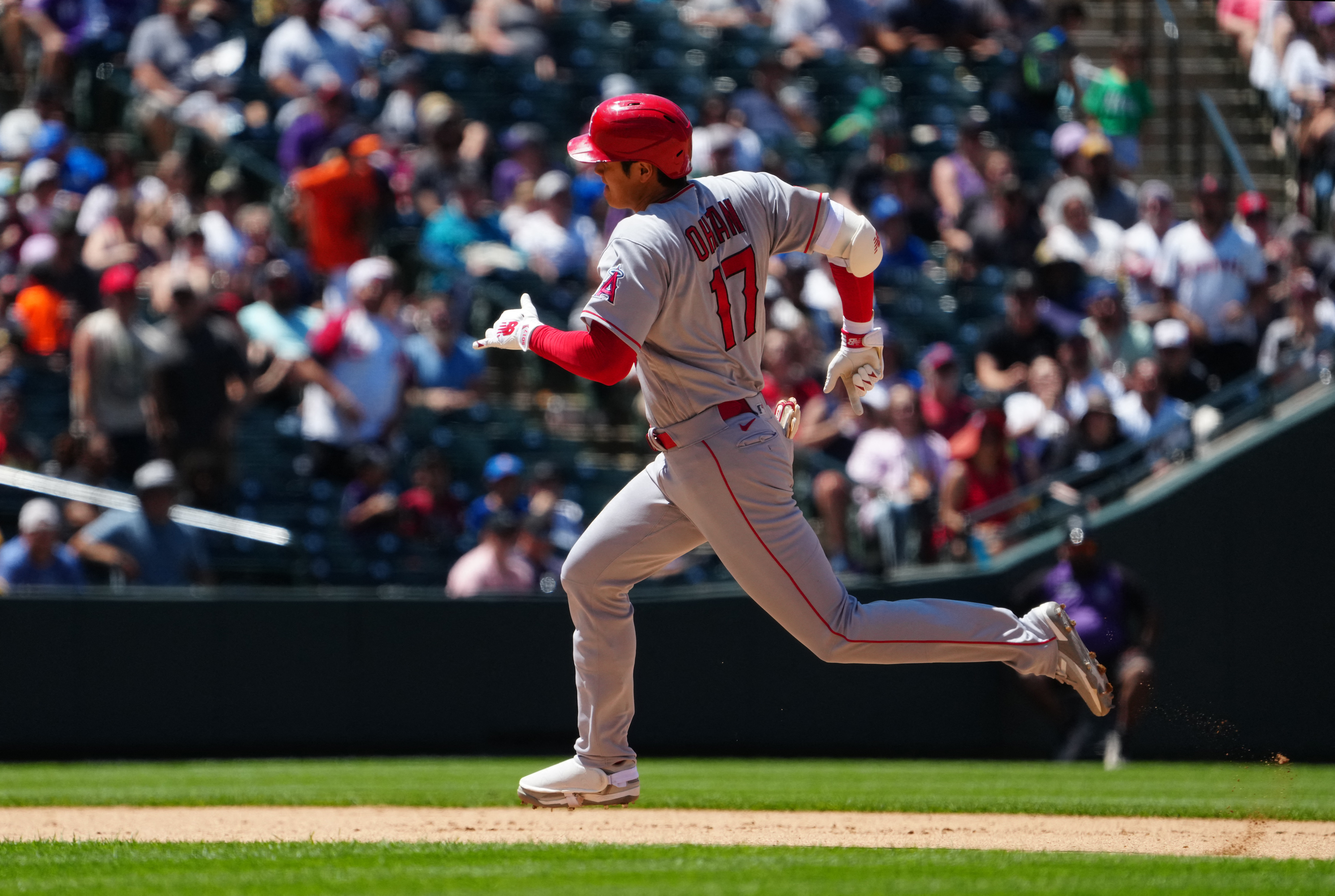 Colorado Rockies designated hitter, Jorge Alfaro (38) waits for the pitch  in an MLB baseball game against the Los Angeles Angels.The Angels defeated  the Rockies 4-3 in Denver on Sunday, June 25