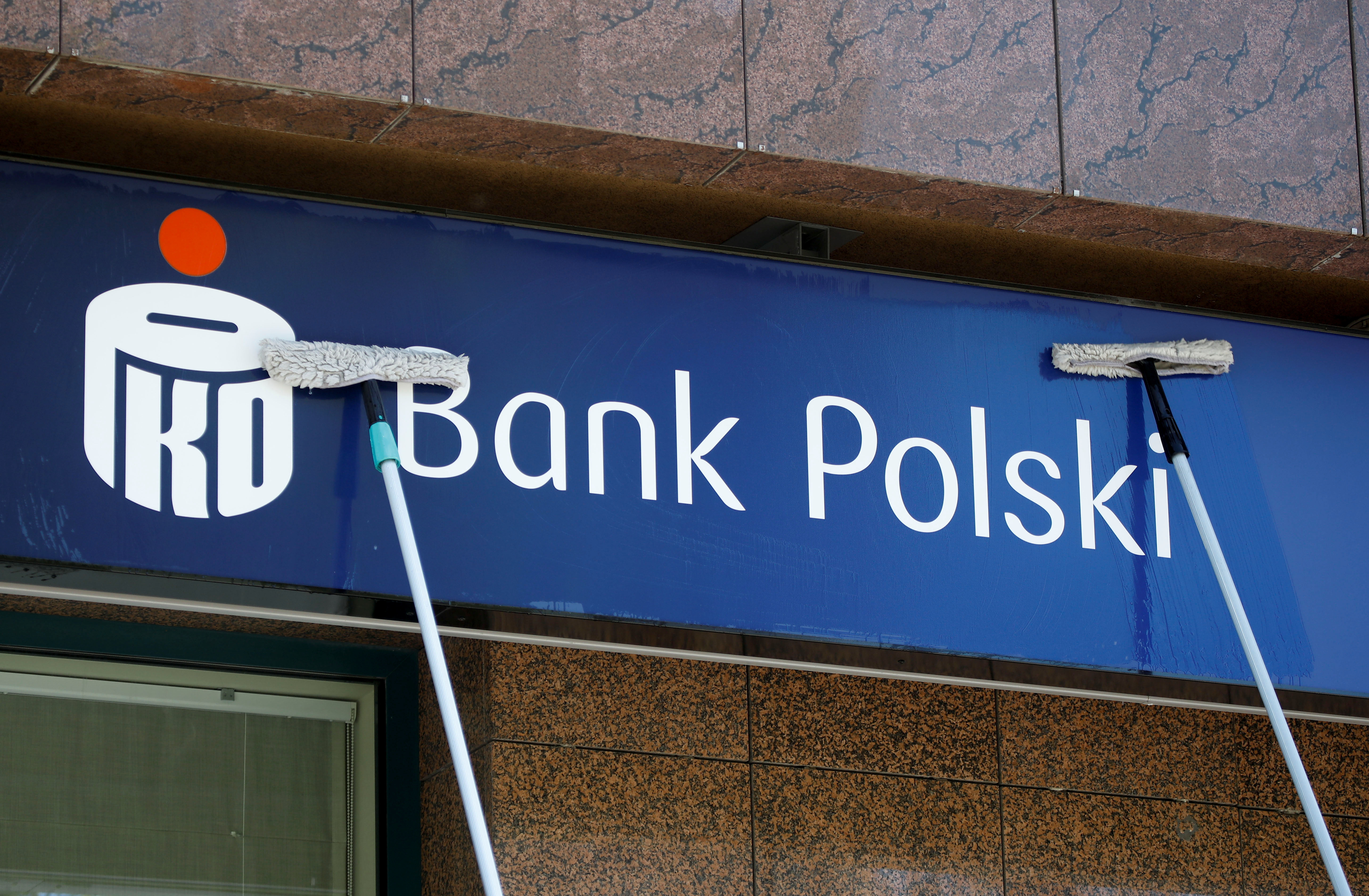 Bank Polski logo seen in Warsaw