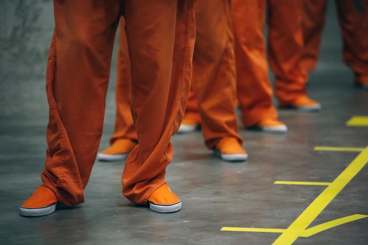 Prison inmates dance in opposition of violence against women on Valentine's Day in San Bruno