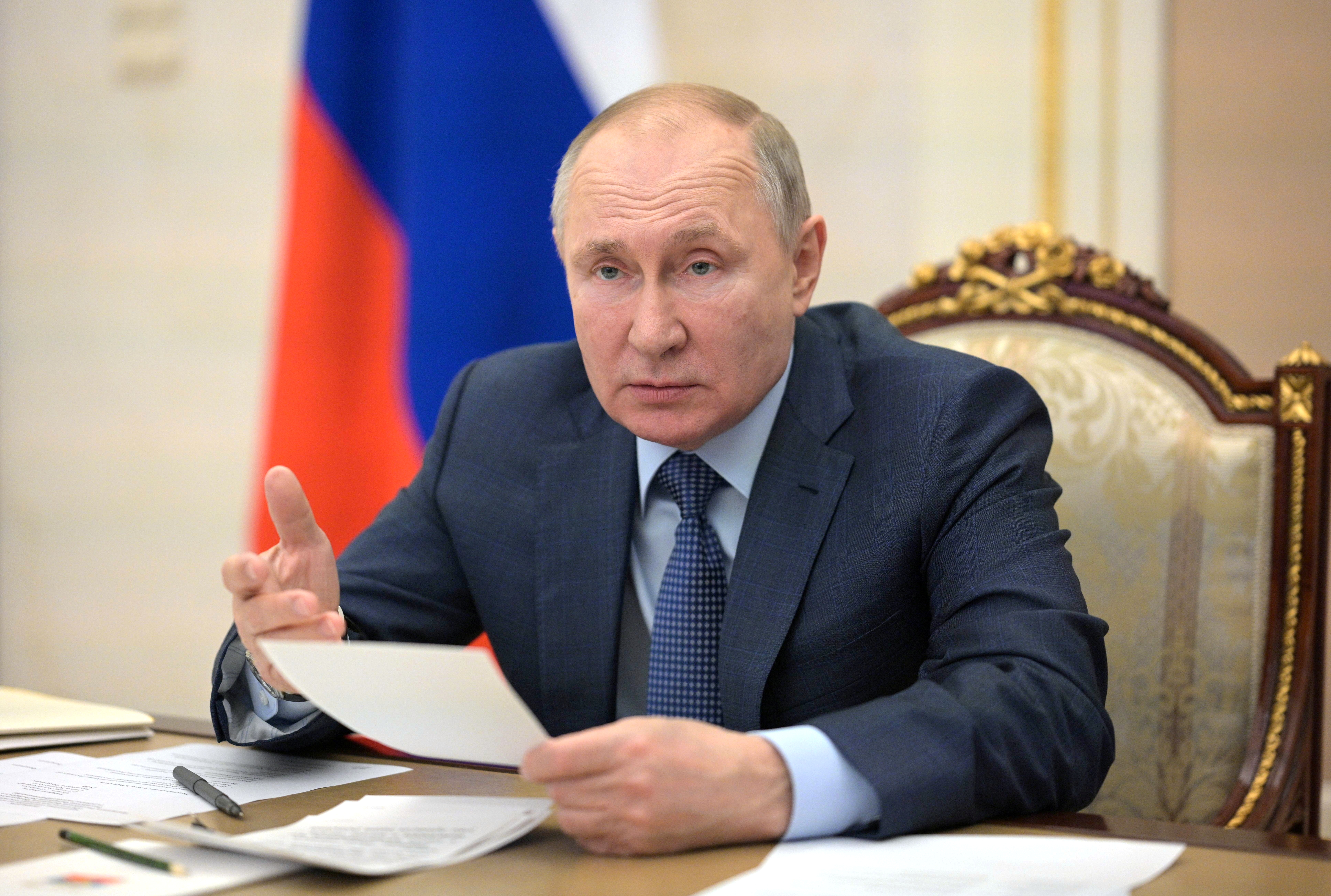 Russian President Putin chairs a meeting with senior members of the government in Moscow