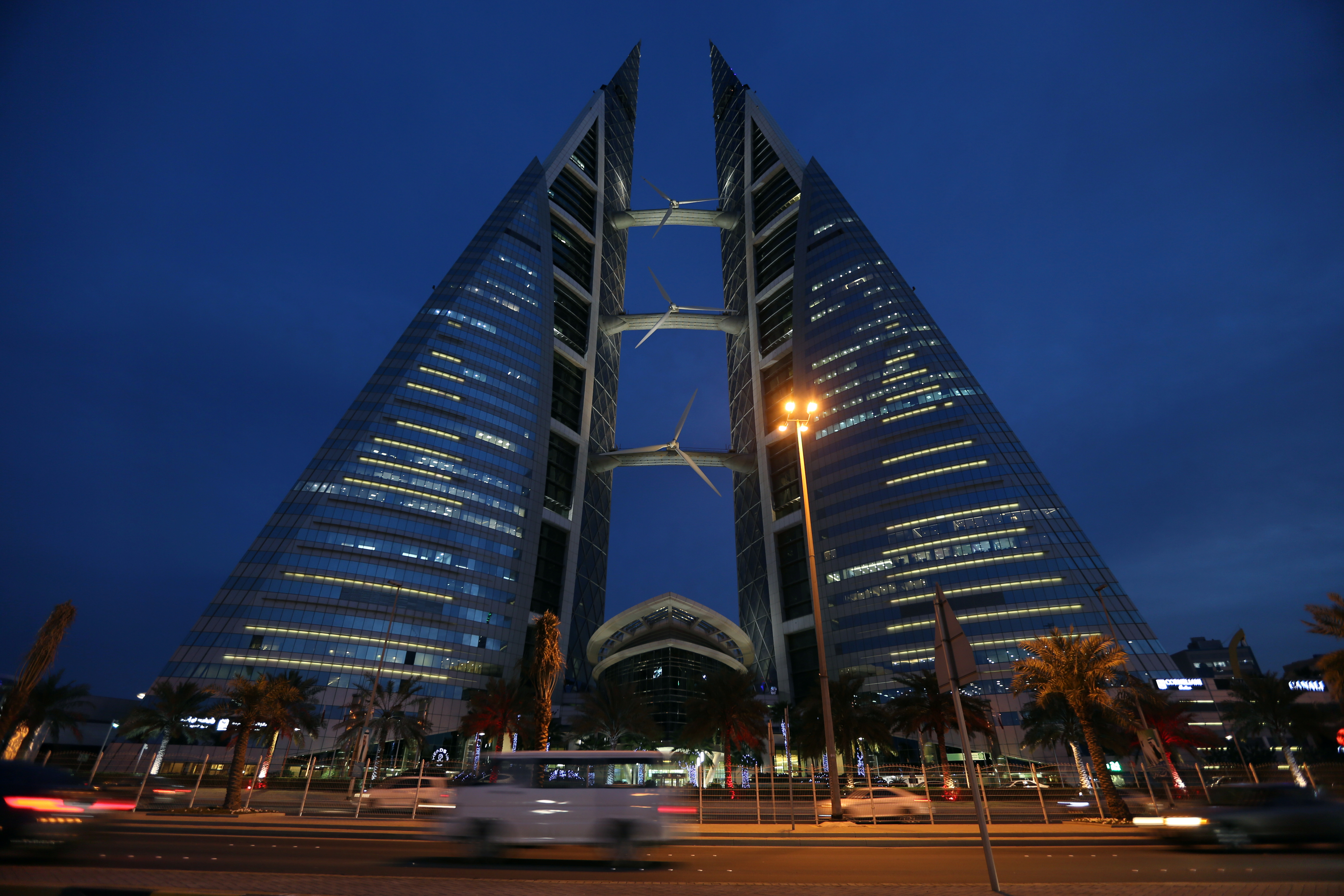 General view of Bahrain World Trade Center in Manama, Bahrain