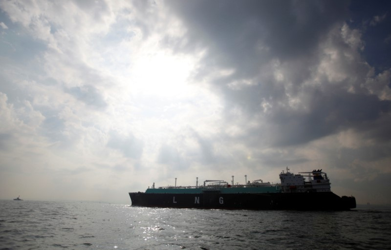 A LNG carrying vessel sails at Tokyo Bay, offshore of Yokosuka
