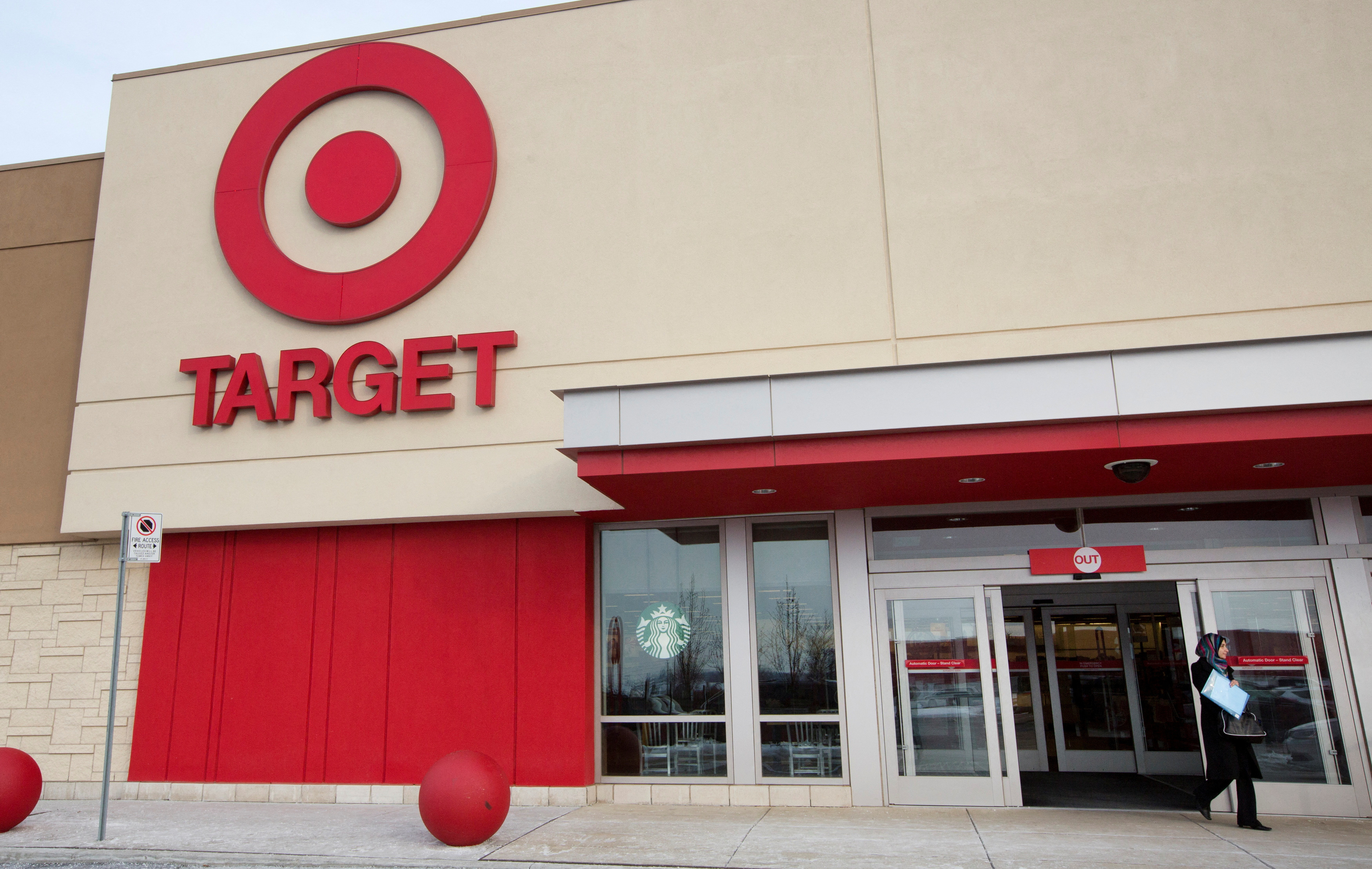 A customer leaves one of the stores of discount retail chain Target in Ancaster