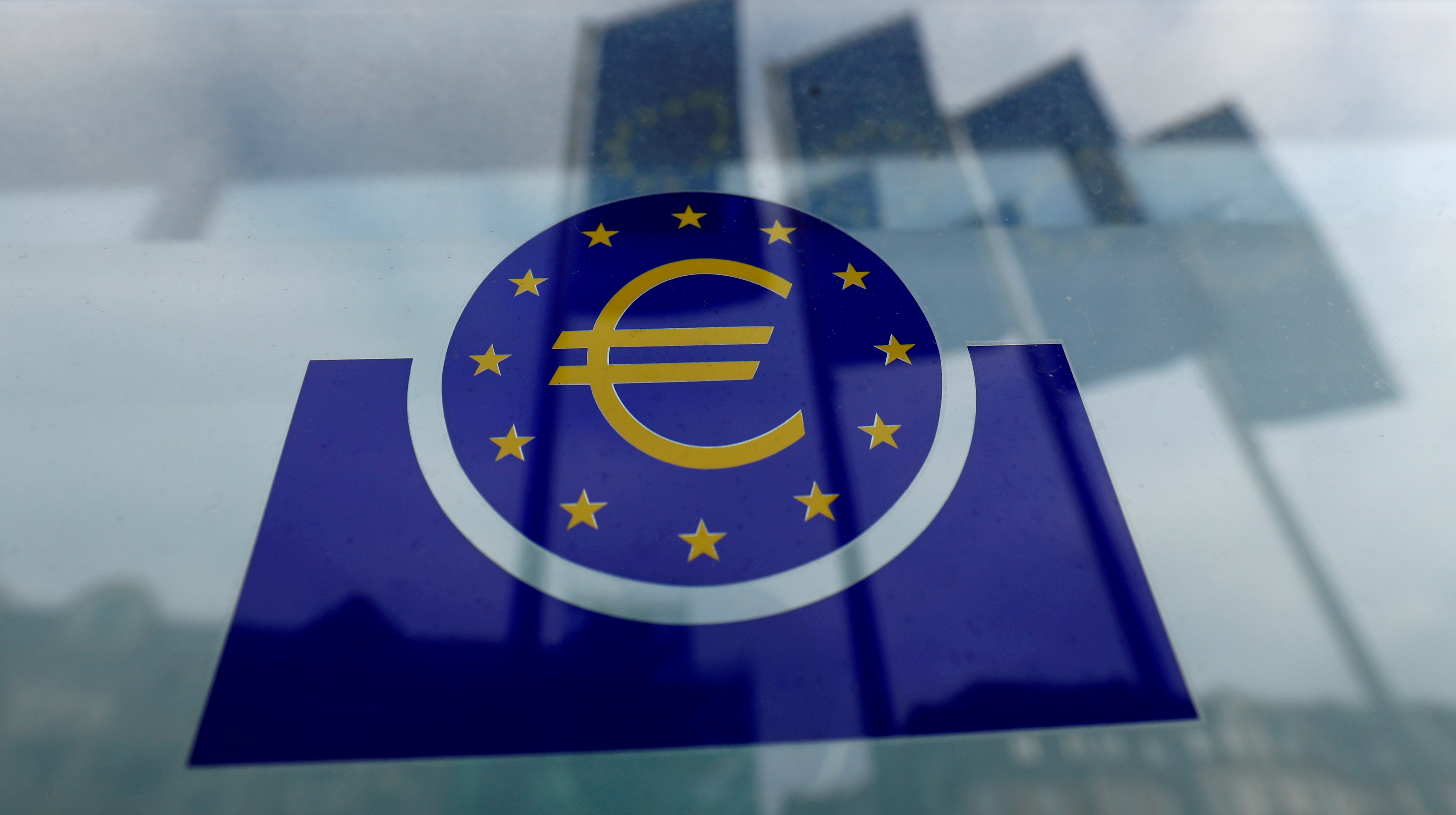 The European Central Bank (ECB) logo in Frankfurt, Germany, January 23, 2020. REUTERS/Ralph Orlowski