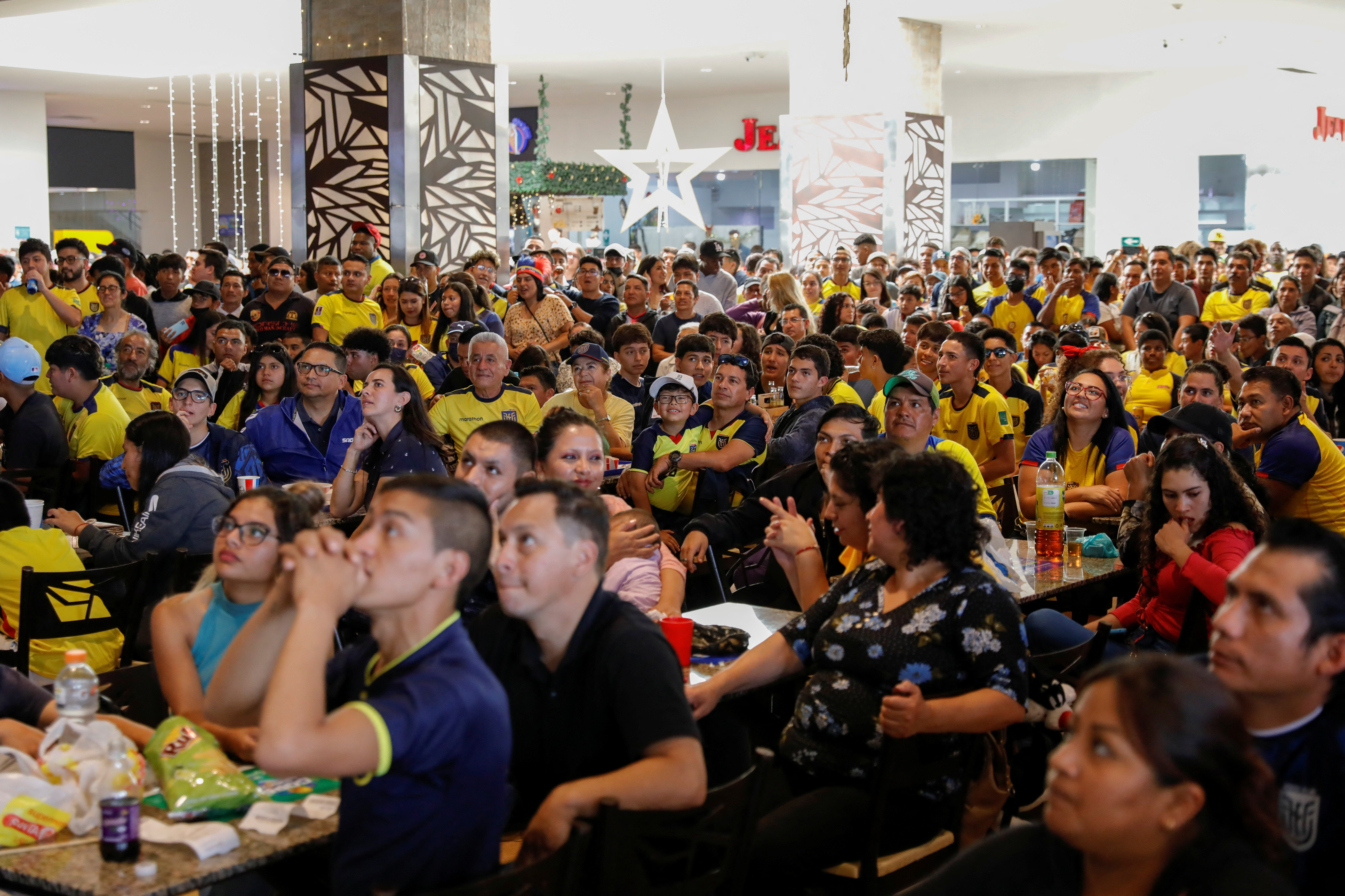 Fans watch the open match Qatar v Ecuador during the FIFA World Cup Qatar 2022 in Ibarra, Ecuador