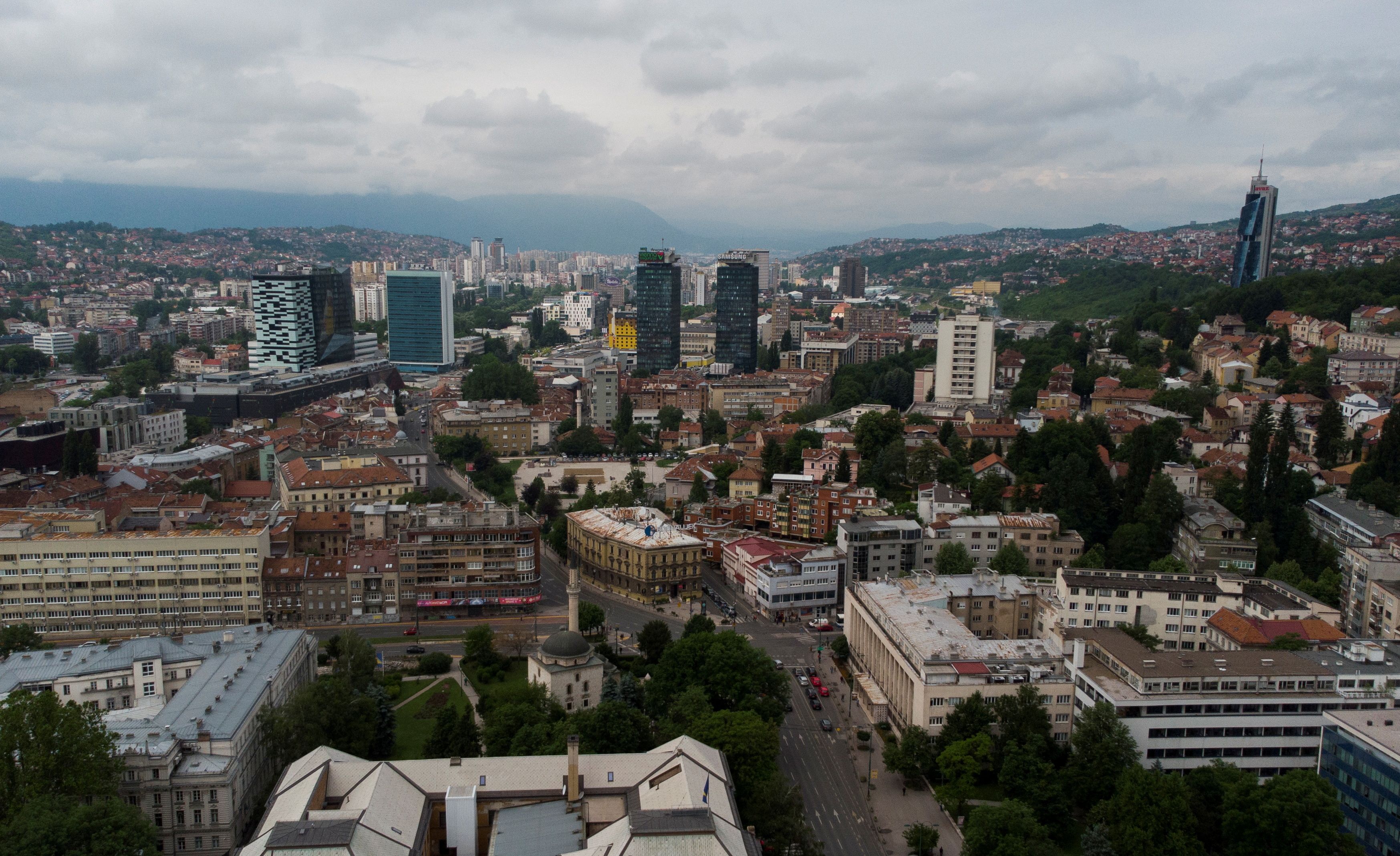 Aerial view of Sarajevo, Bosnia and Herzegovina June 07, 2021. Picture is taken with a drone. REUTERS/Dado Ruvic/File Photo