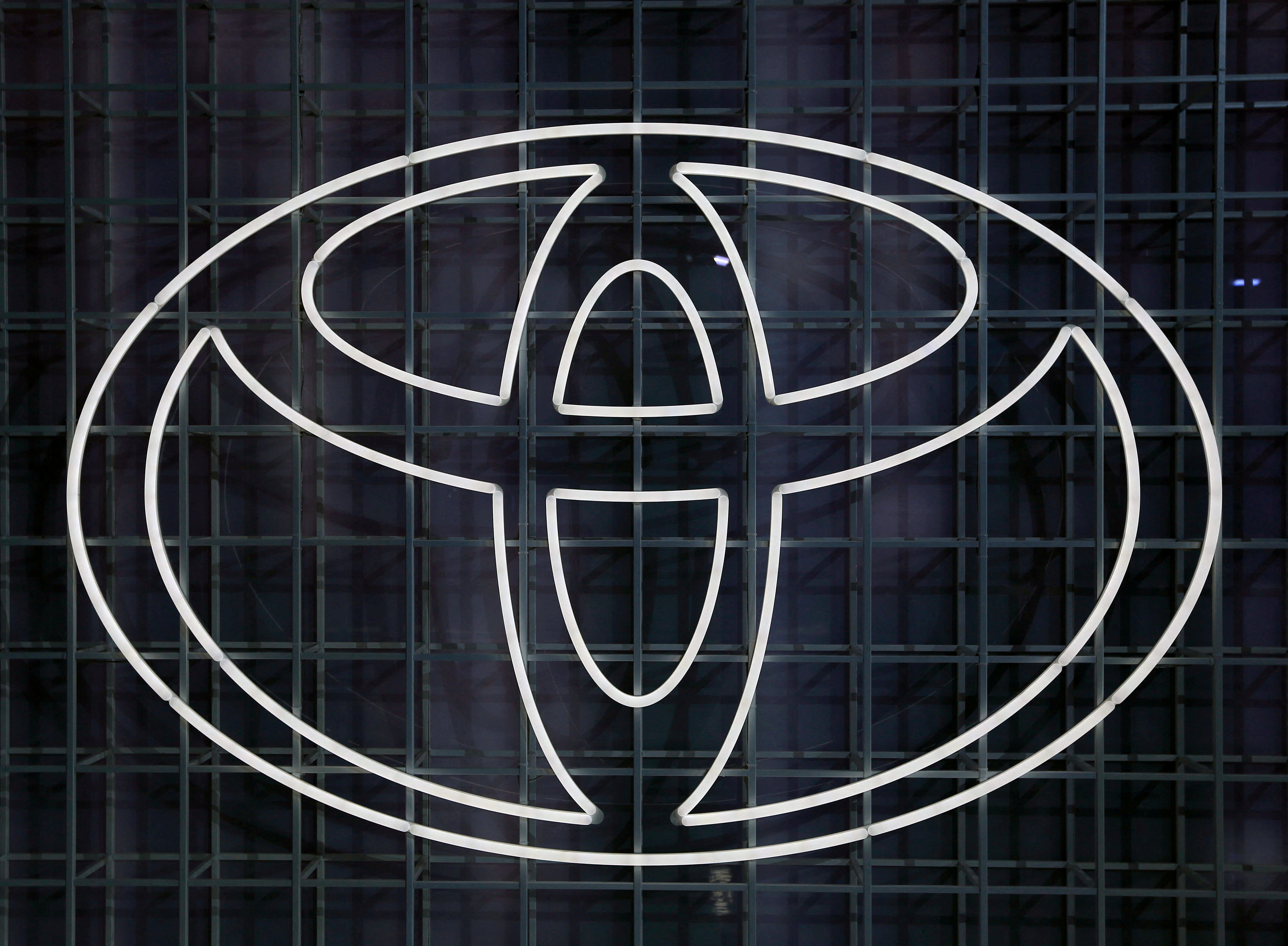 Toyota logo is seen in Tokyo Motor Show in Tokyo