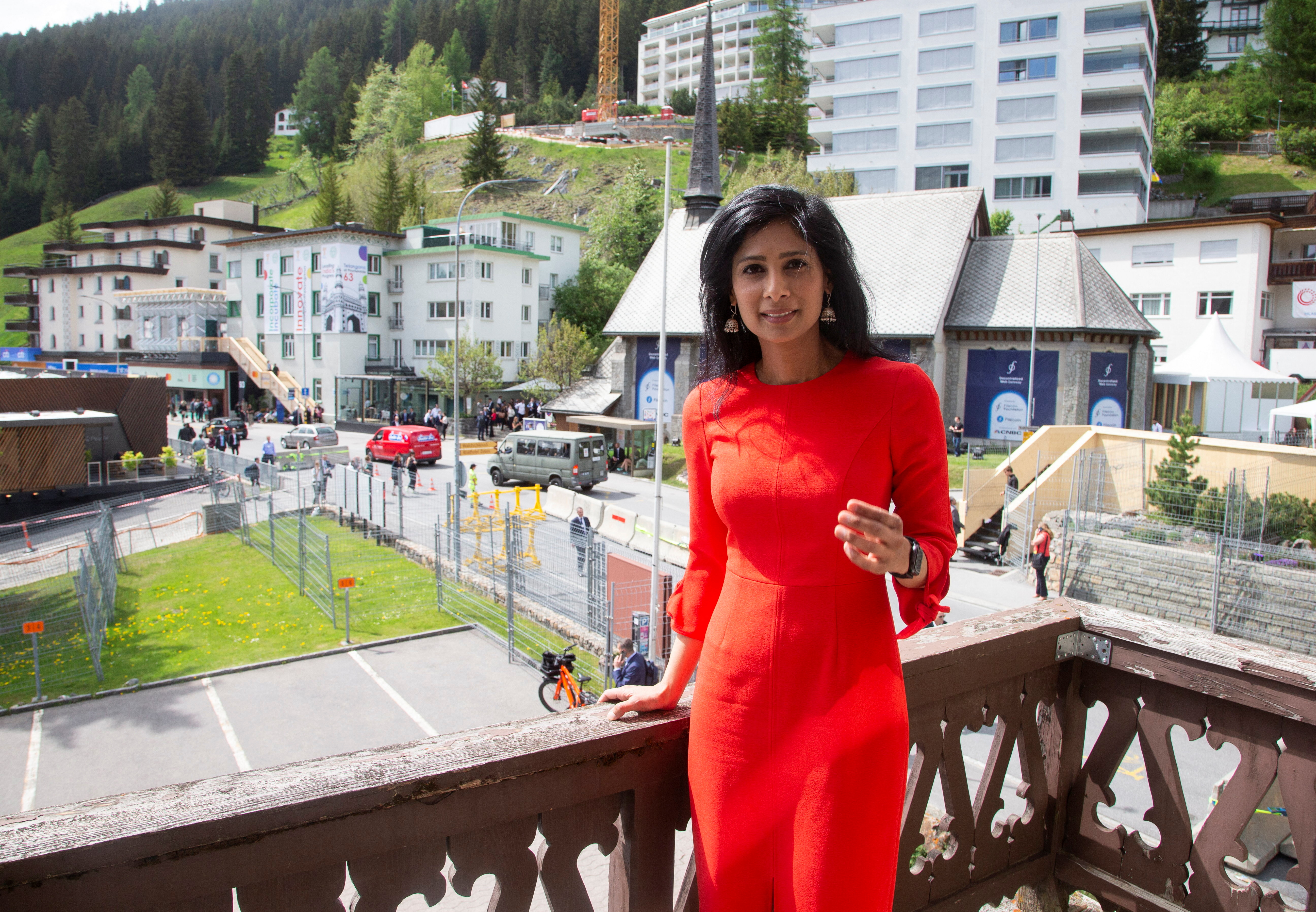 Economic Counsellor and Director of the Research Department at the IMF Gopinath poses for a picture, in Davos