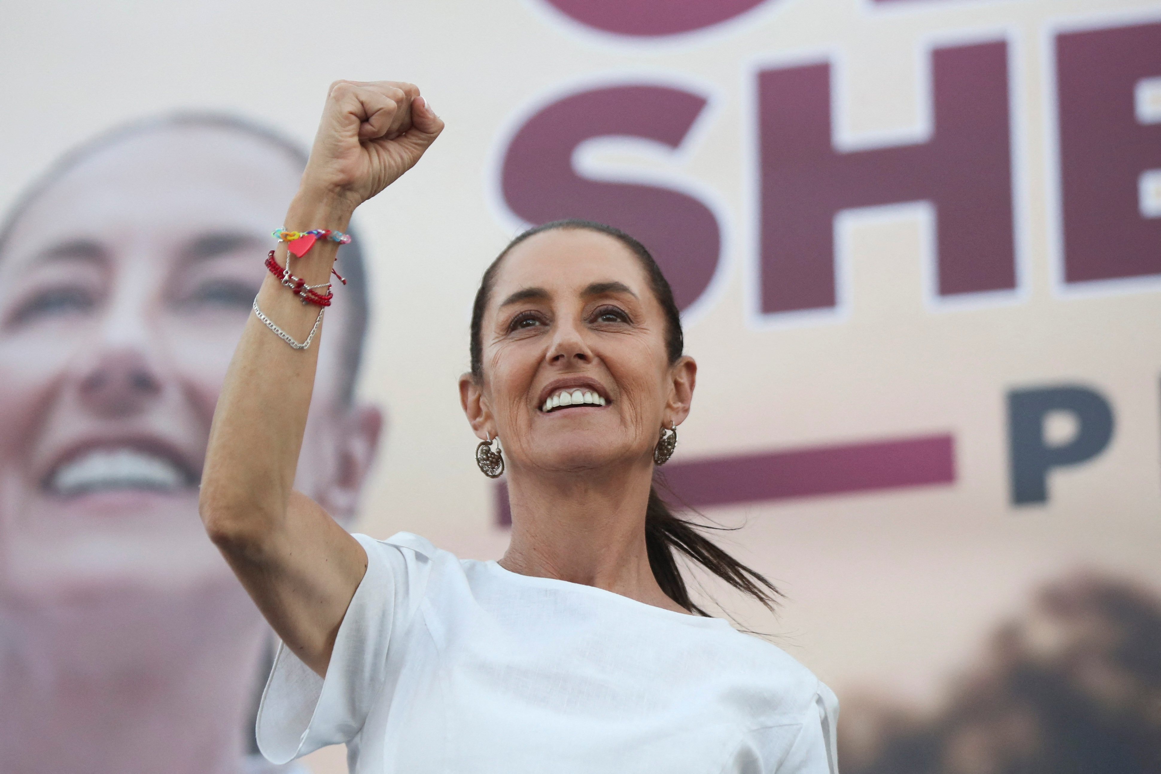 Presidential candidate Claudia Sheinbaum holds a campaign rally in Nezahualcoyotl