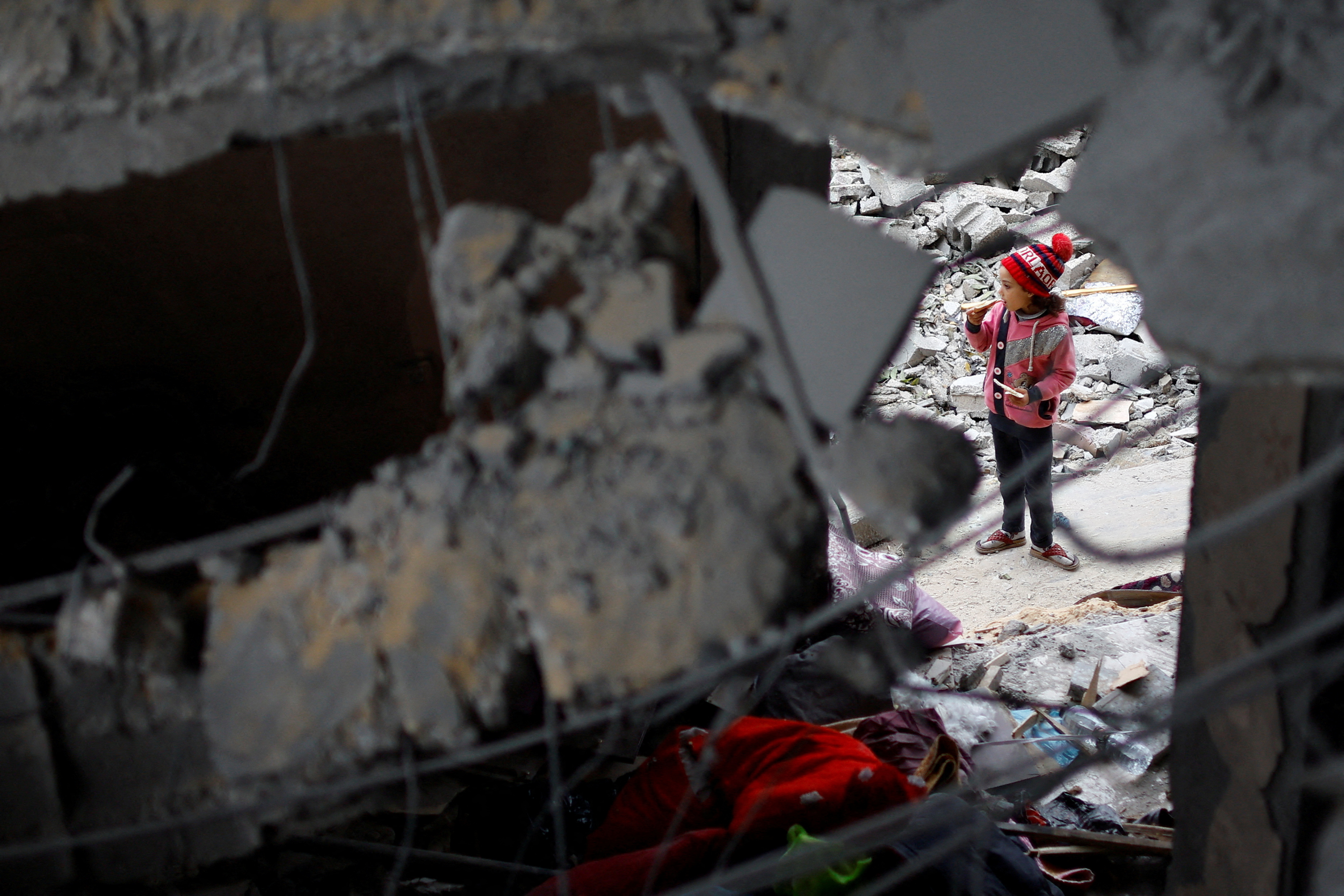 Aftermath of an Israeli strike on a house in Rafah